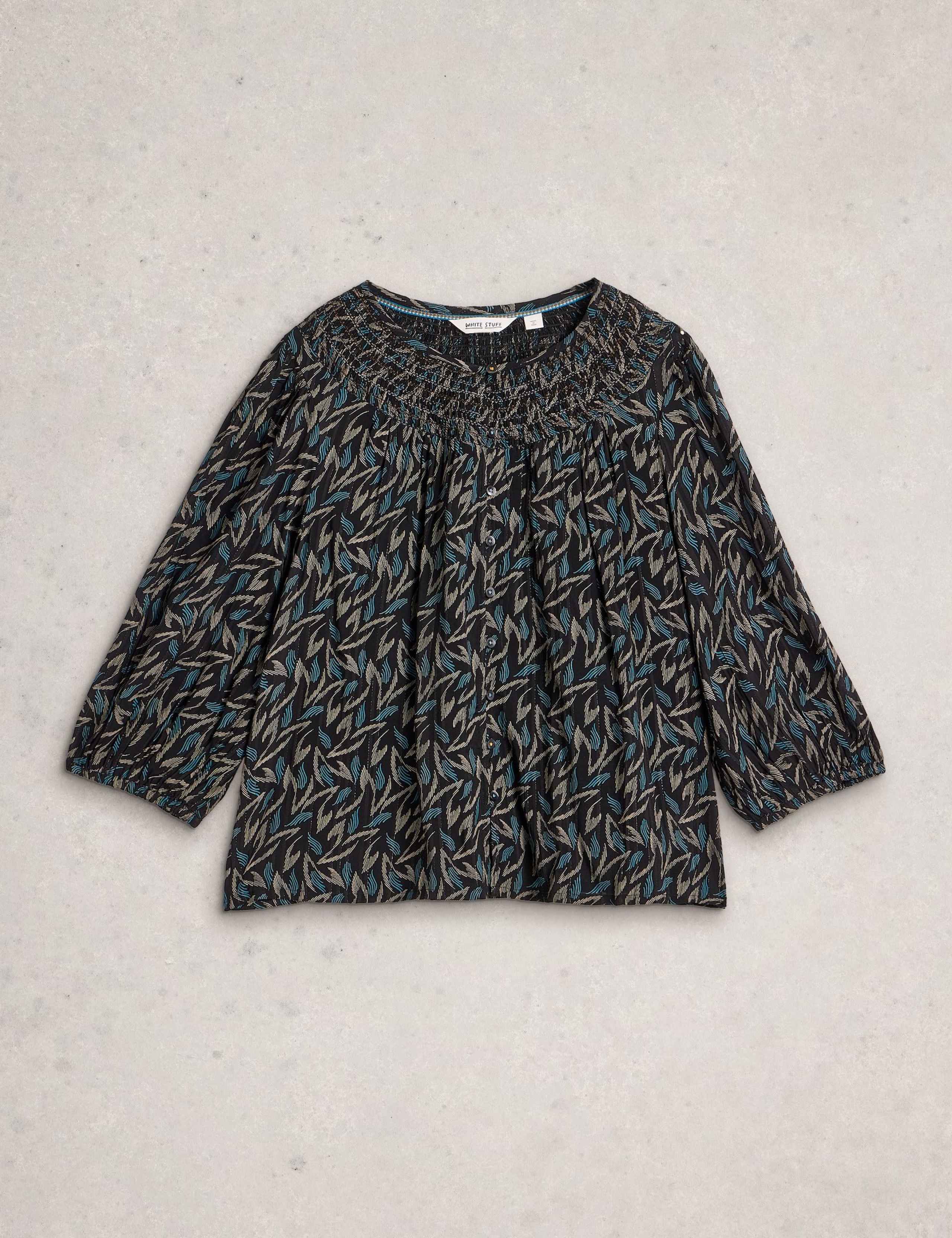 Metallic Printed Blouson Sleeve Blouse 2 of 6