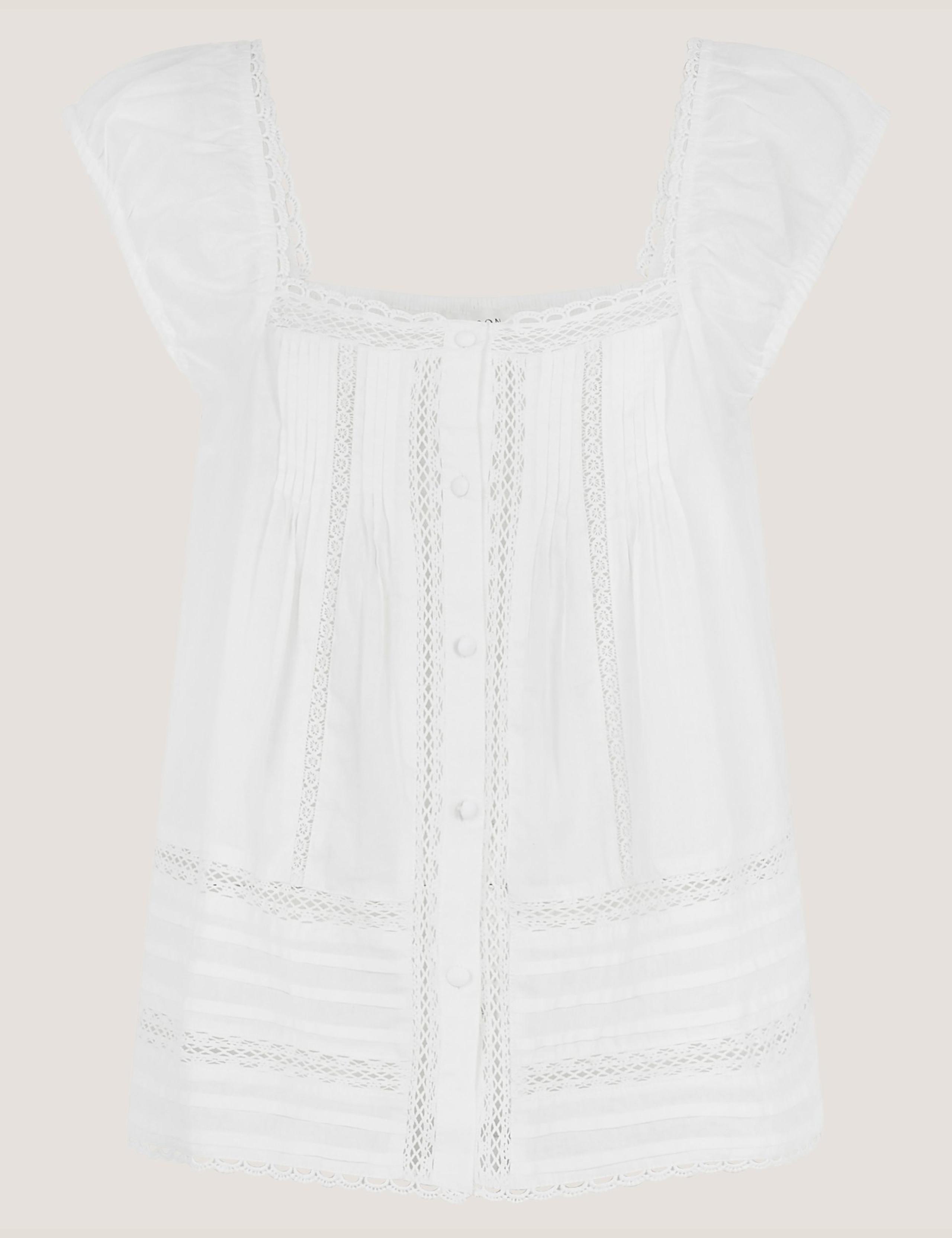 Pure Cotton Broderie Square Neck Blouse 2 of 5