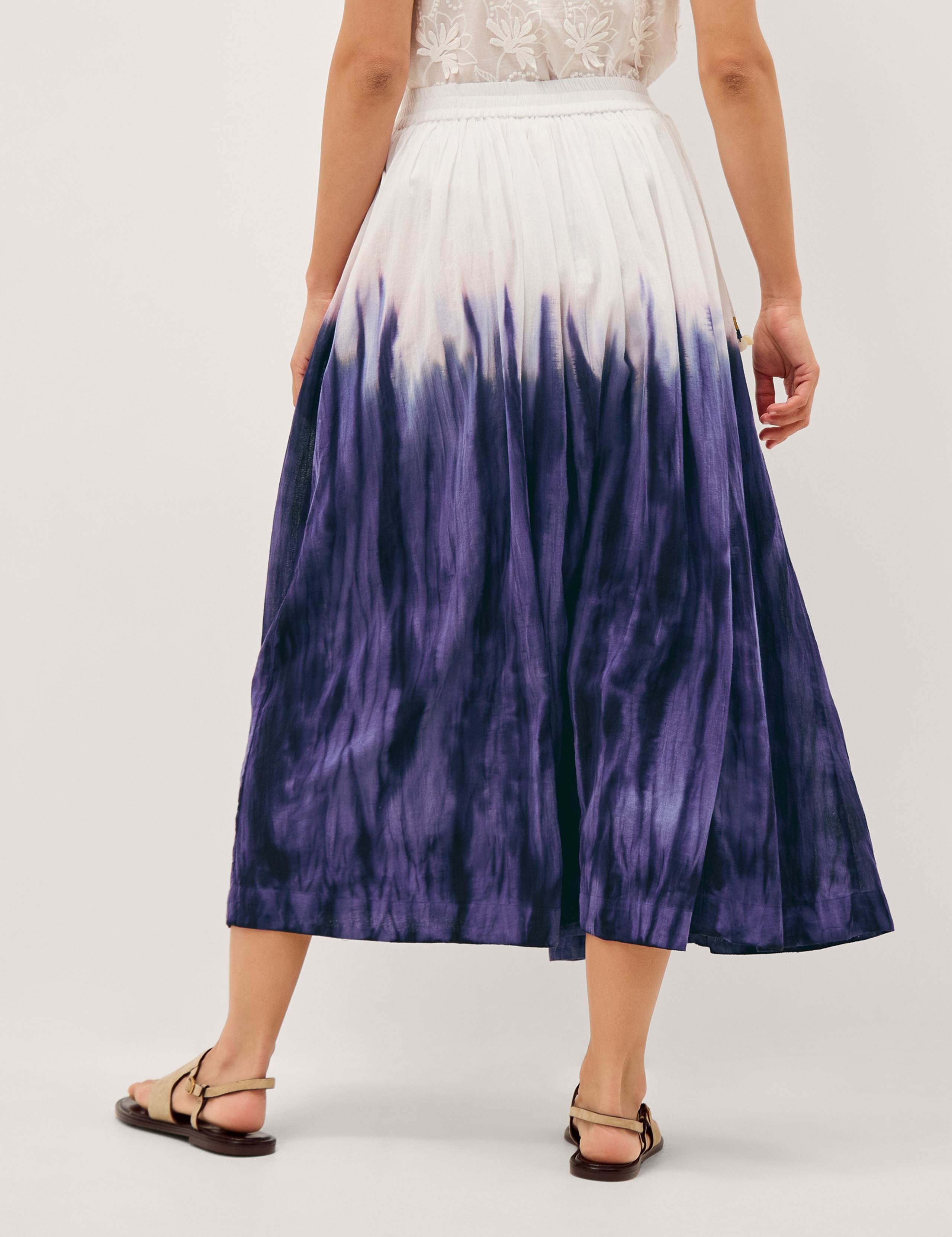 Pure Cotton Tie Dye Midi A-Line Skirt 3 of 4