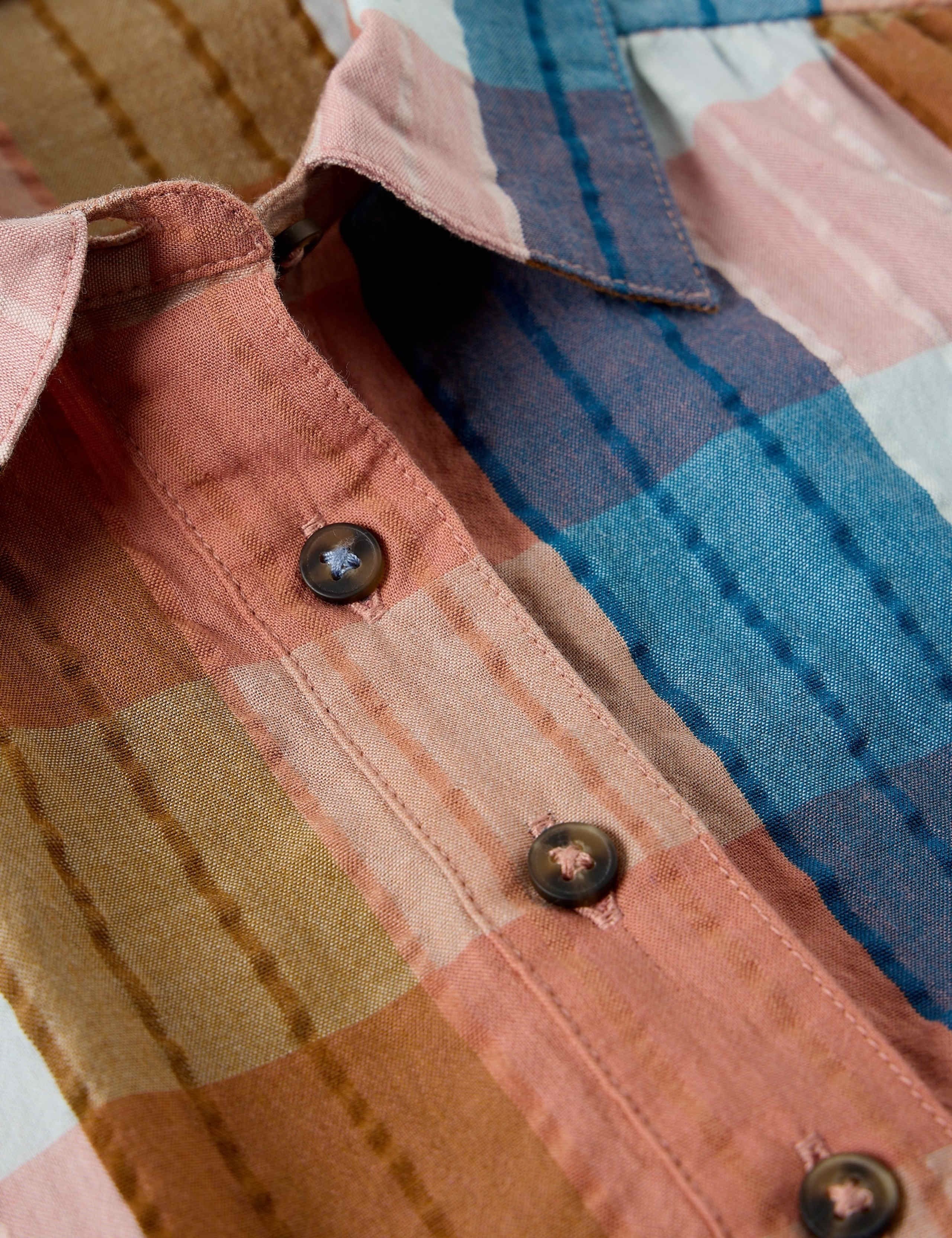 Cotton Rich Checked Popover Blouse 6 of 6