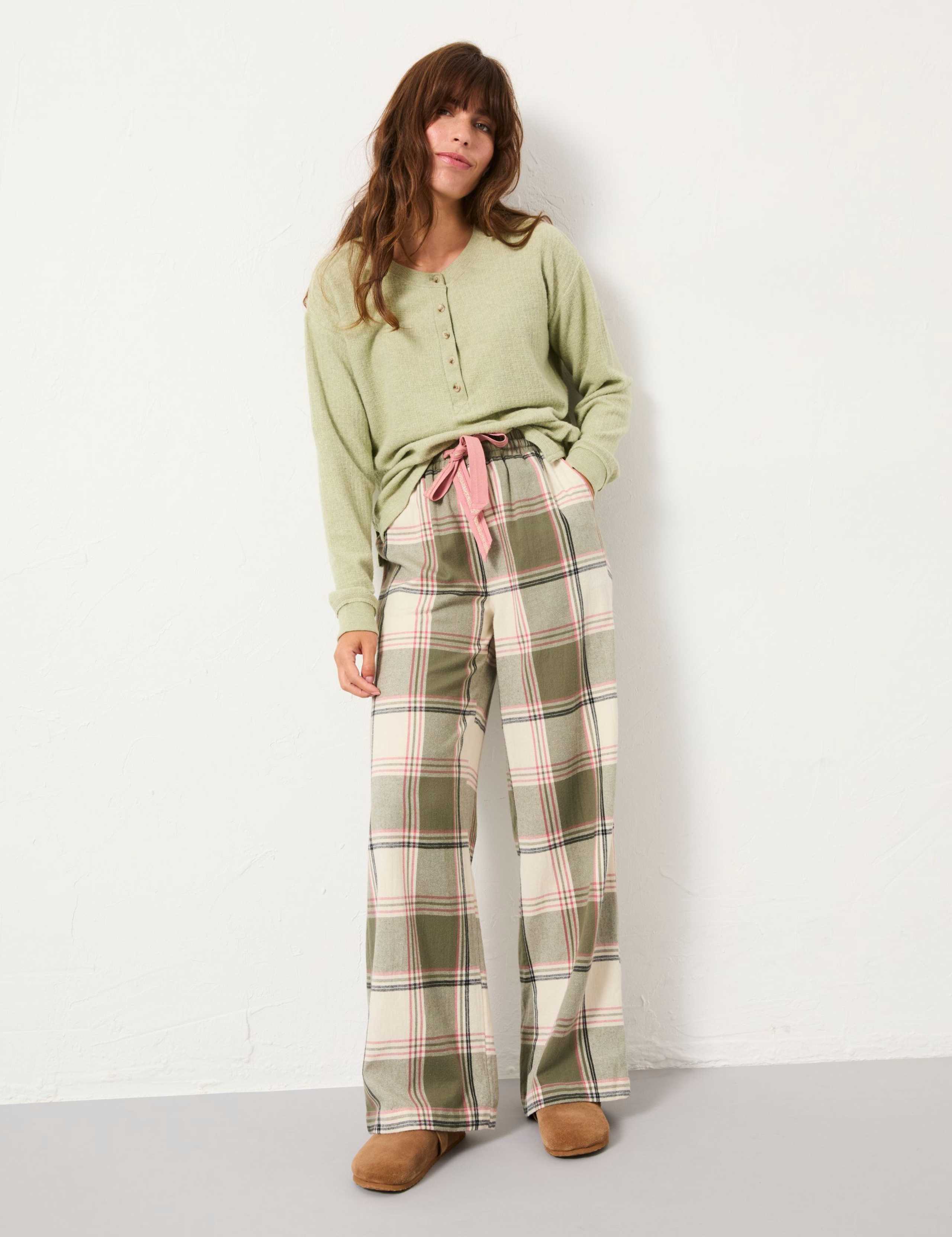Pure Cotton Checked Pyjama Bottoms 1 of 5