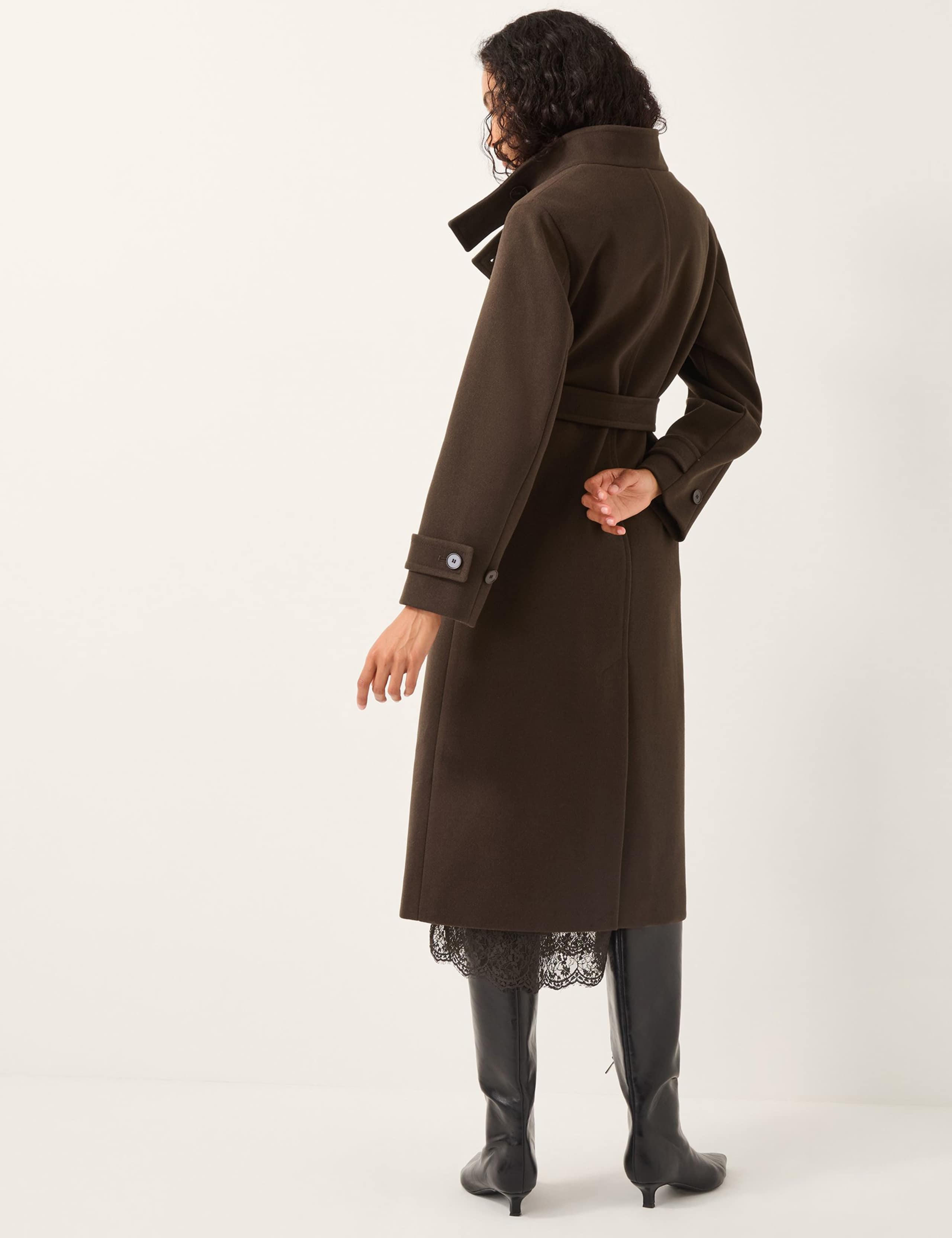 Belted Funnel Neck Trench Coat 3 of 5