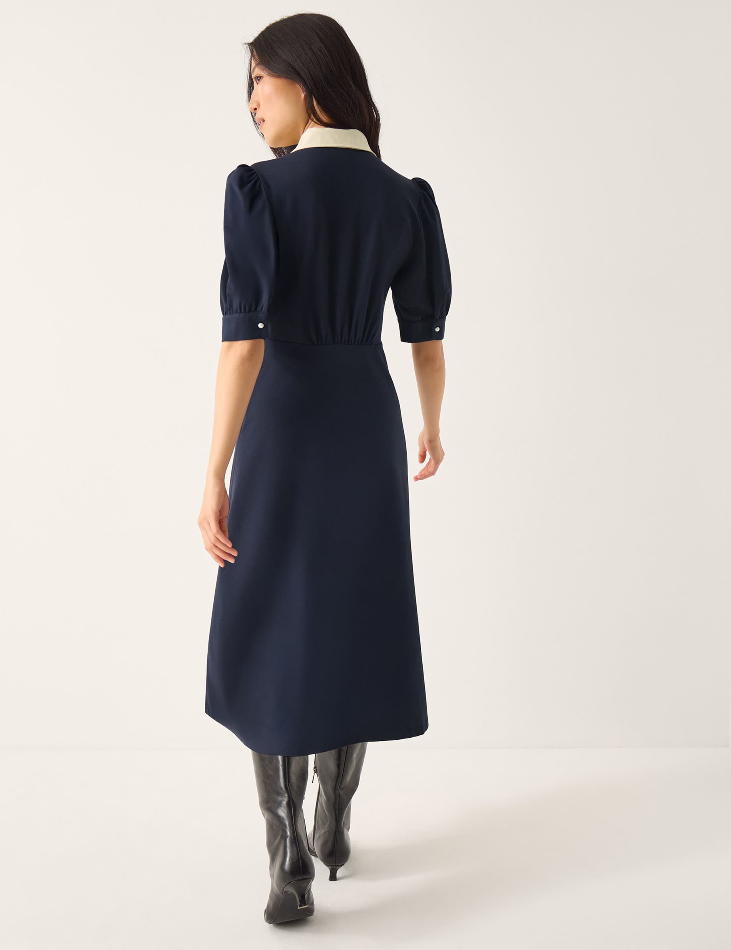 Jersey Collared Midi Waisted Dress 2 of 4