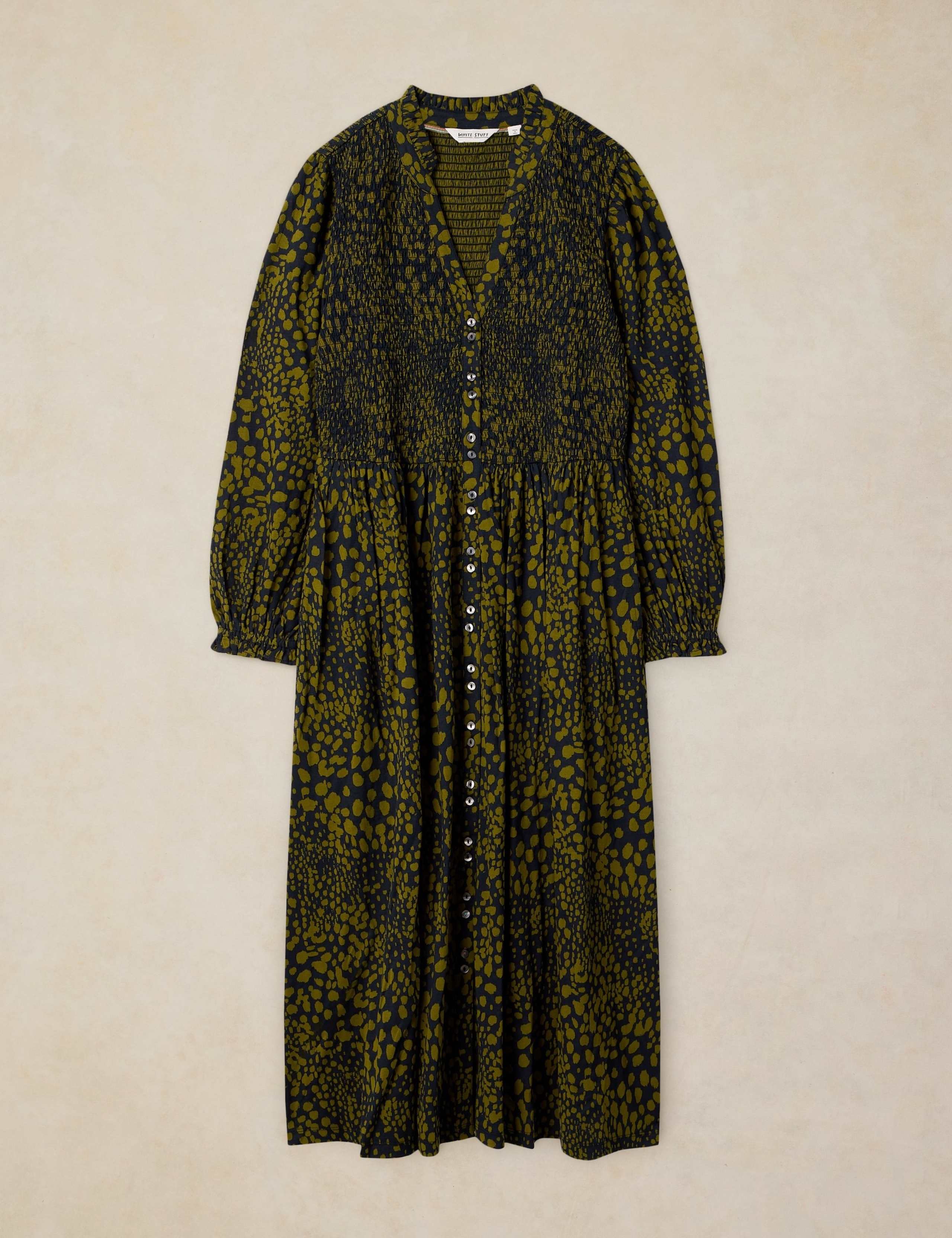 Ada Notch Neck Shirred Midi Dress 2 of 6