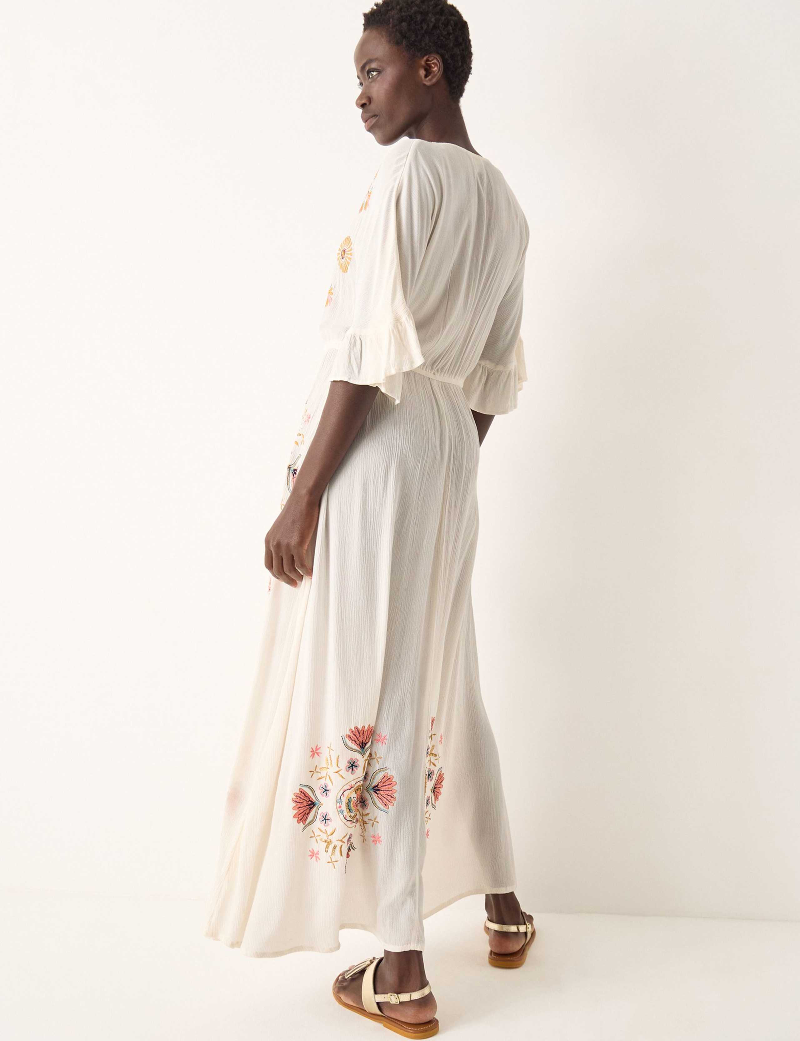 Embroidered V-Neck Maxi Beach Dress 2 of 4
