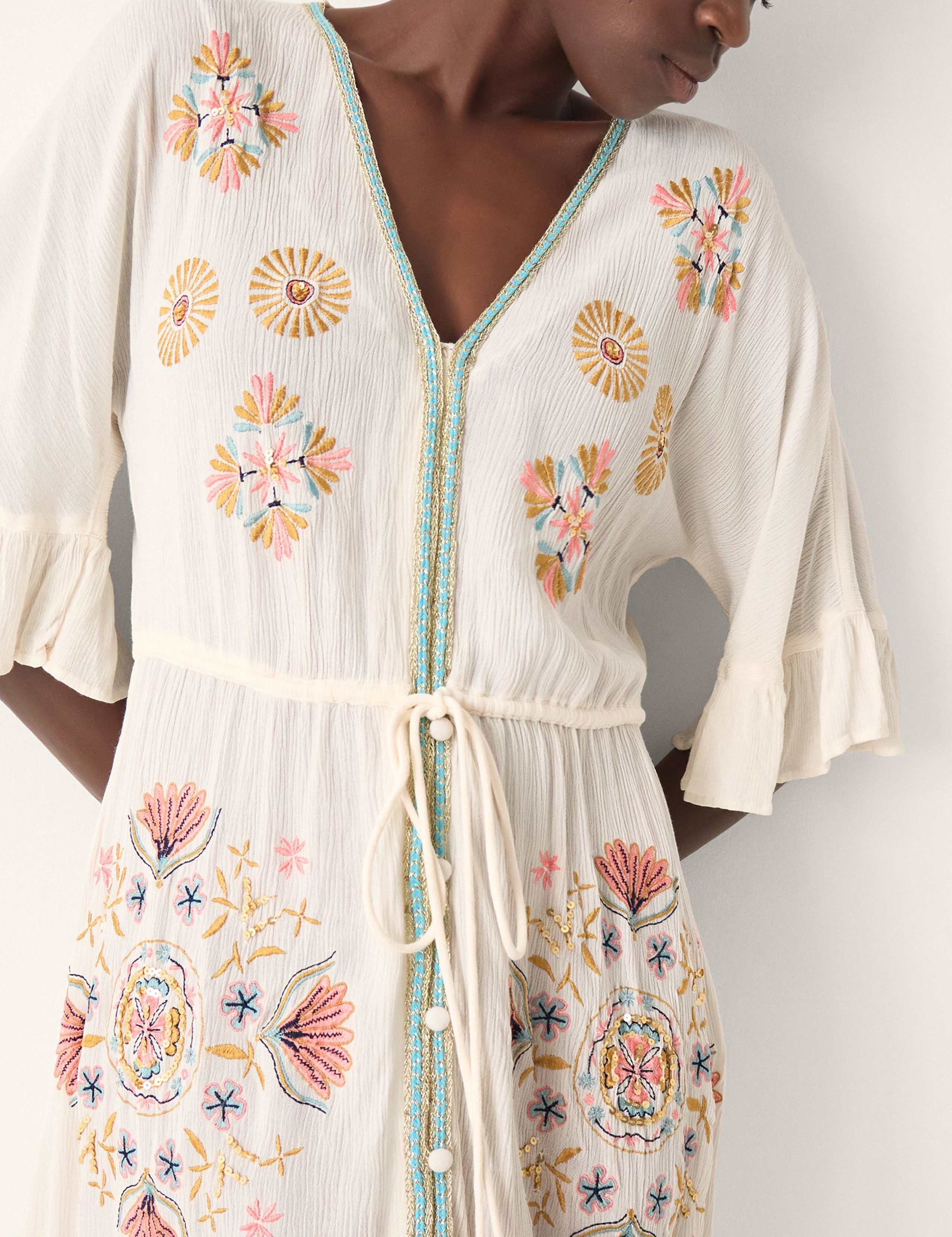 Embroidered V-Neck Maxi Beach Dress 4 of 4