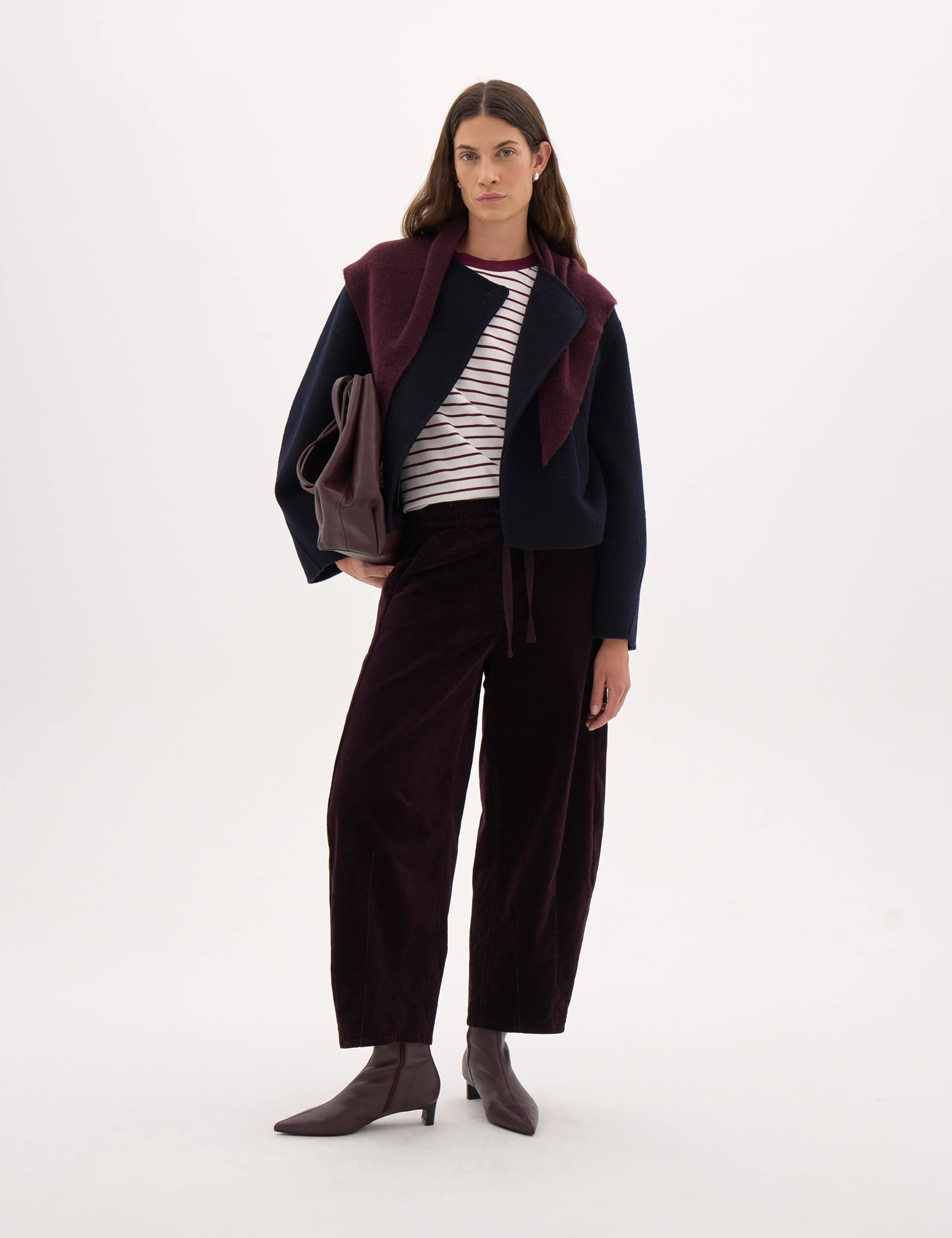 Corduroy Mid Rise Barrel Leg Trousers 4 of 6