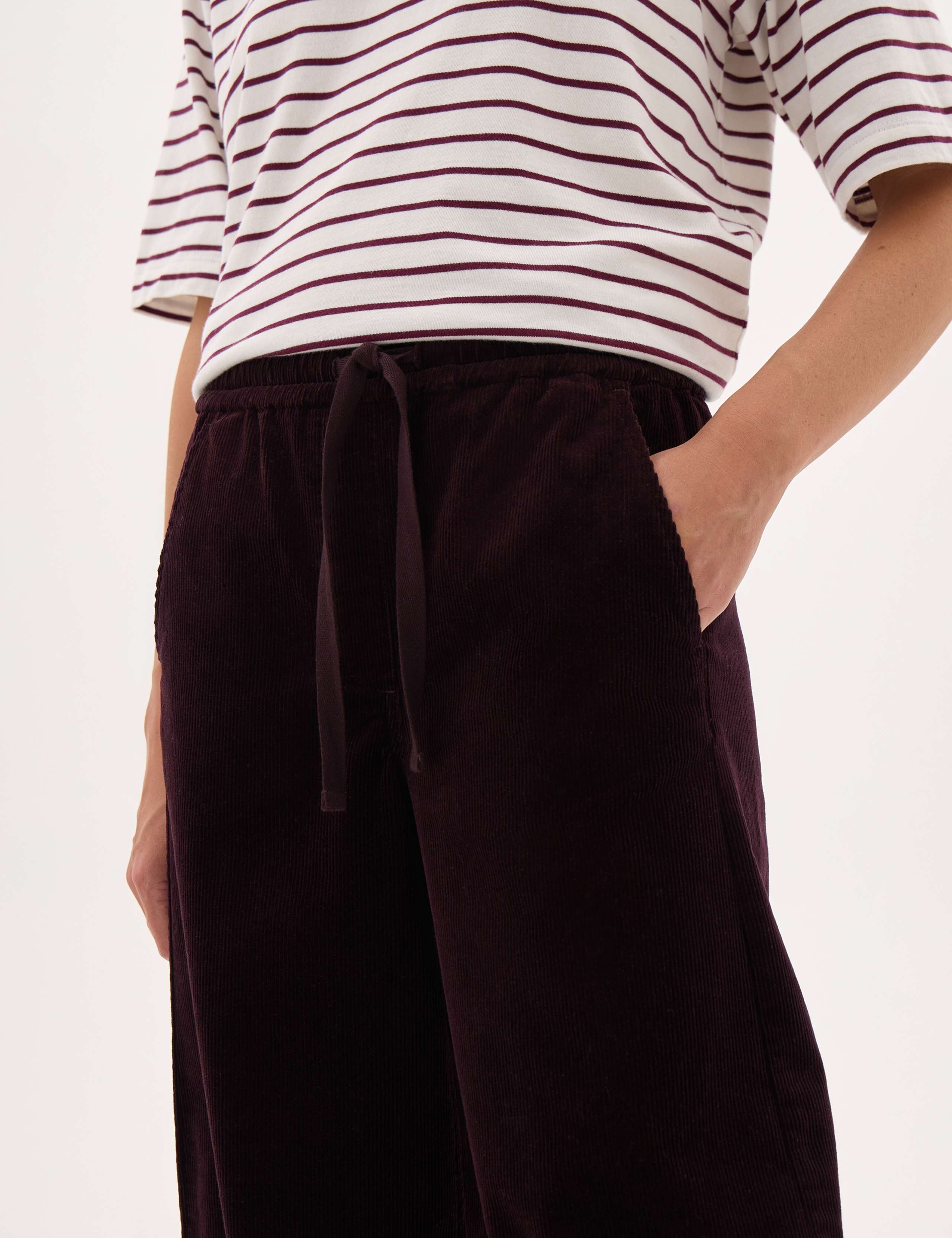 Corduroy Mid Rise Barrel Leg Trousers 5 of 6