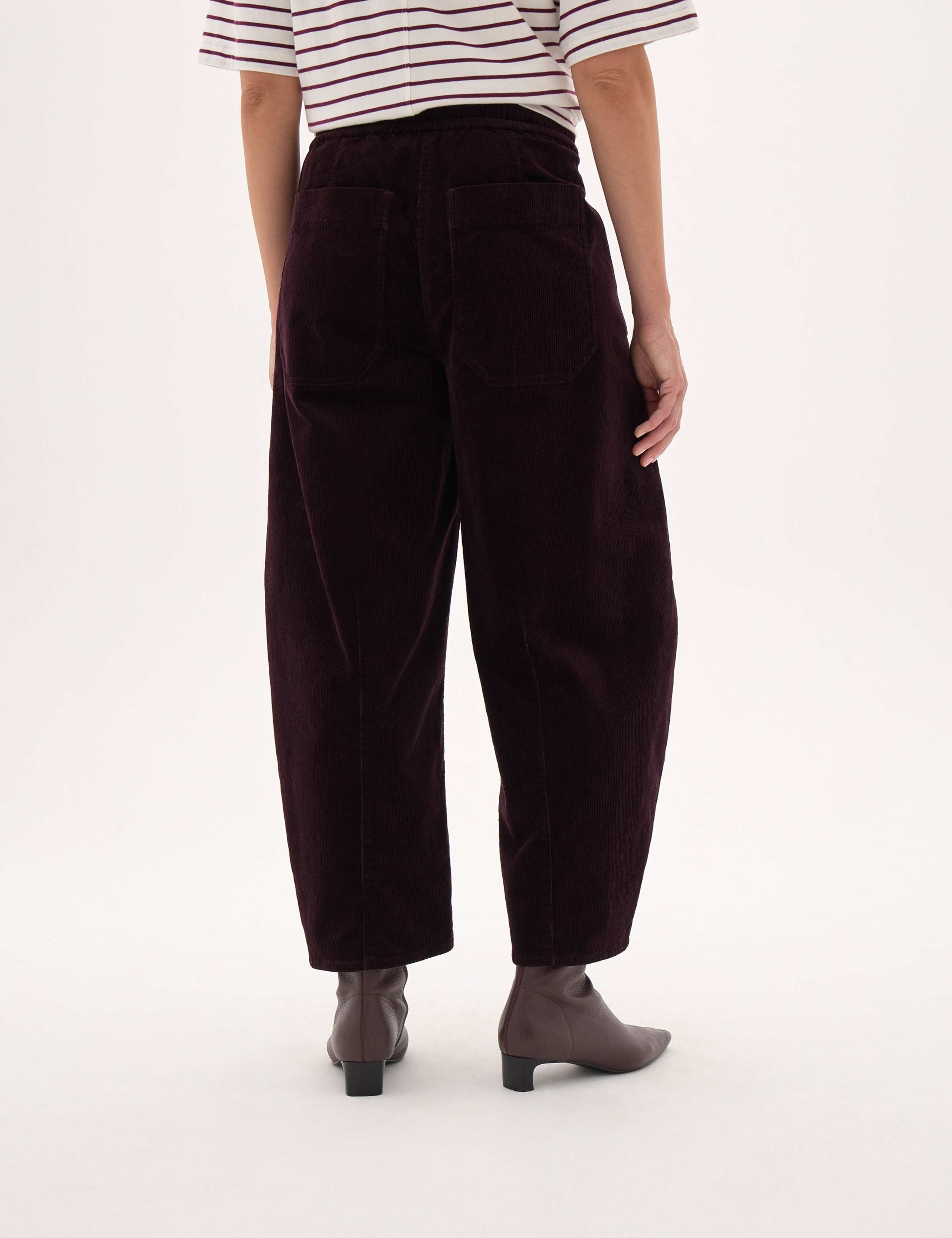 Corduroy Mid Rise Barrel Leg Trousers 6 of 6