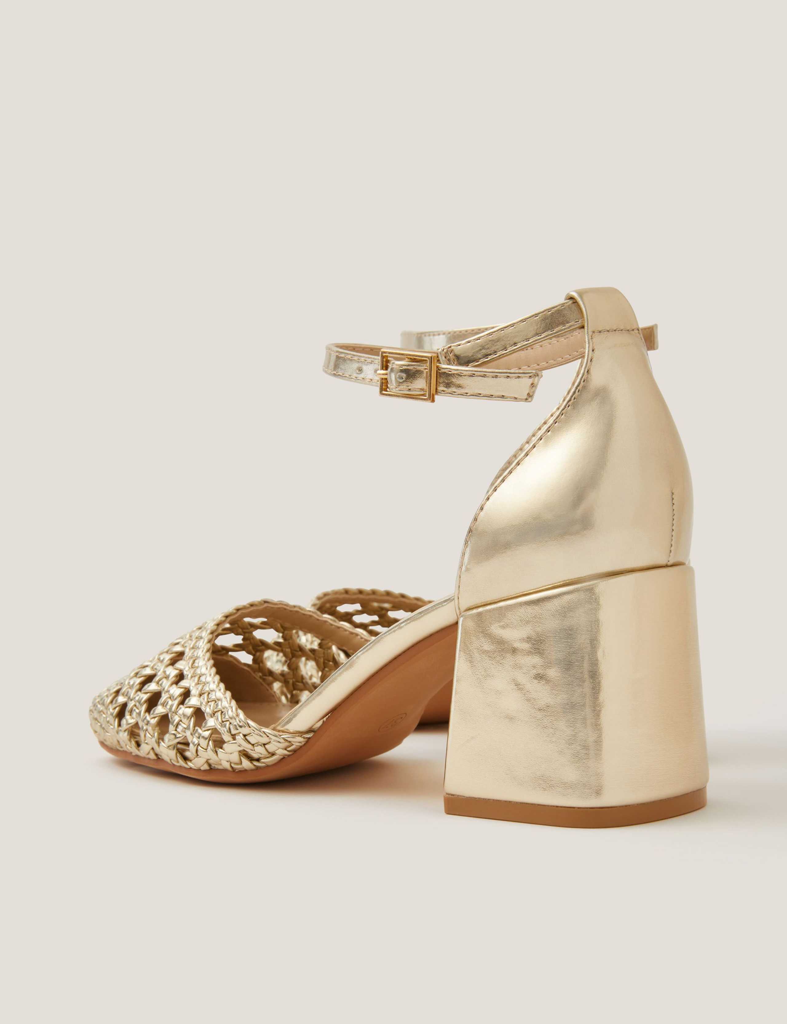 Metallic Braided Block Heel Sandals 2 of 2