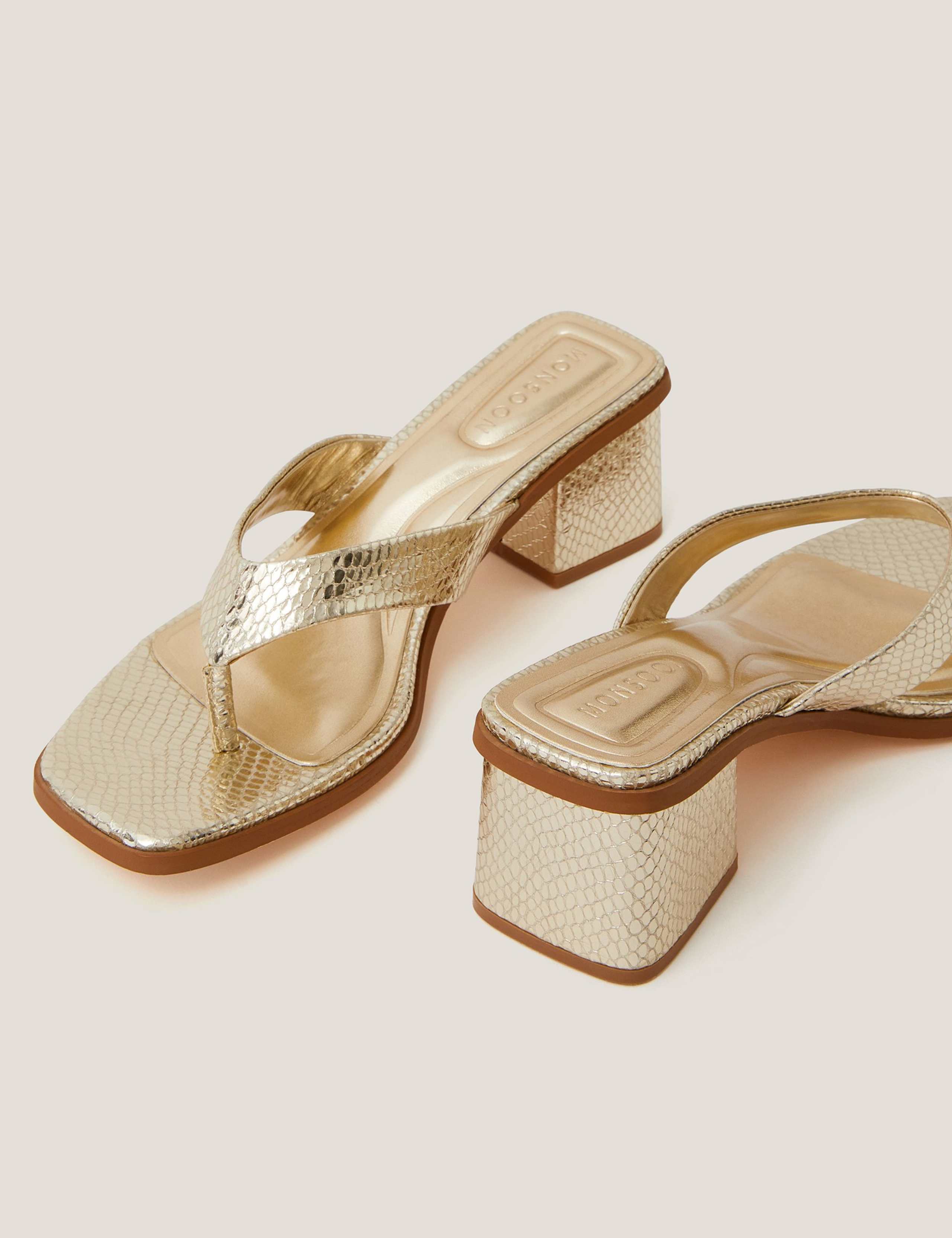 Metallic Block Heel Sandals 2 of 3