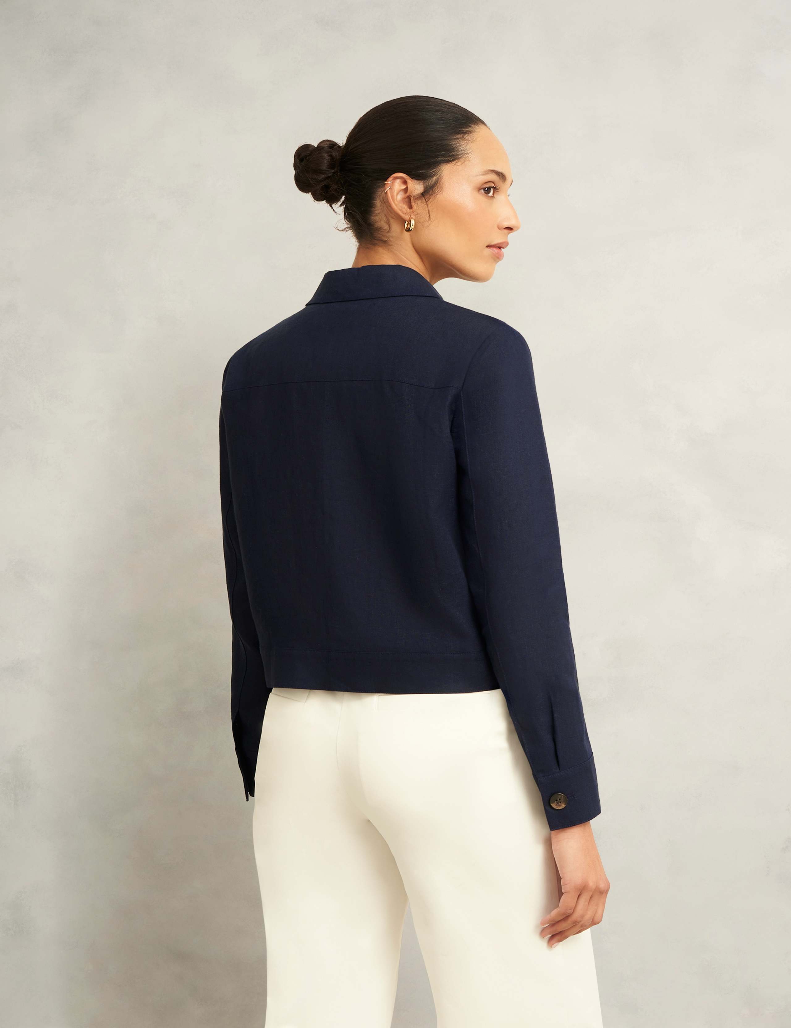 Pure Linen Lightweight Cropped Jacket 4 of 8