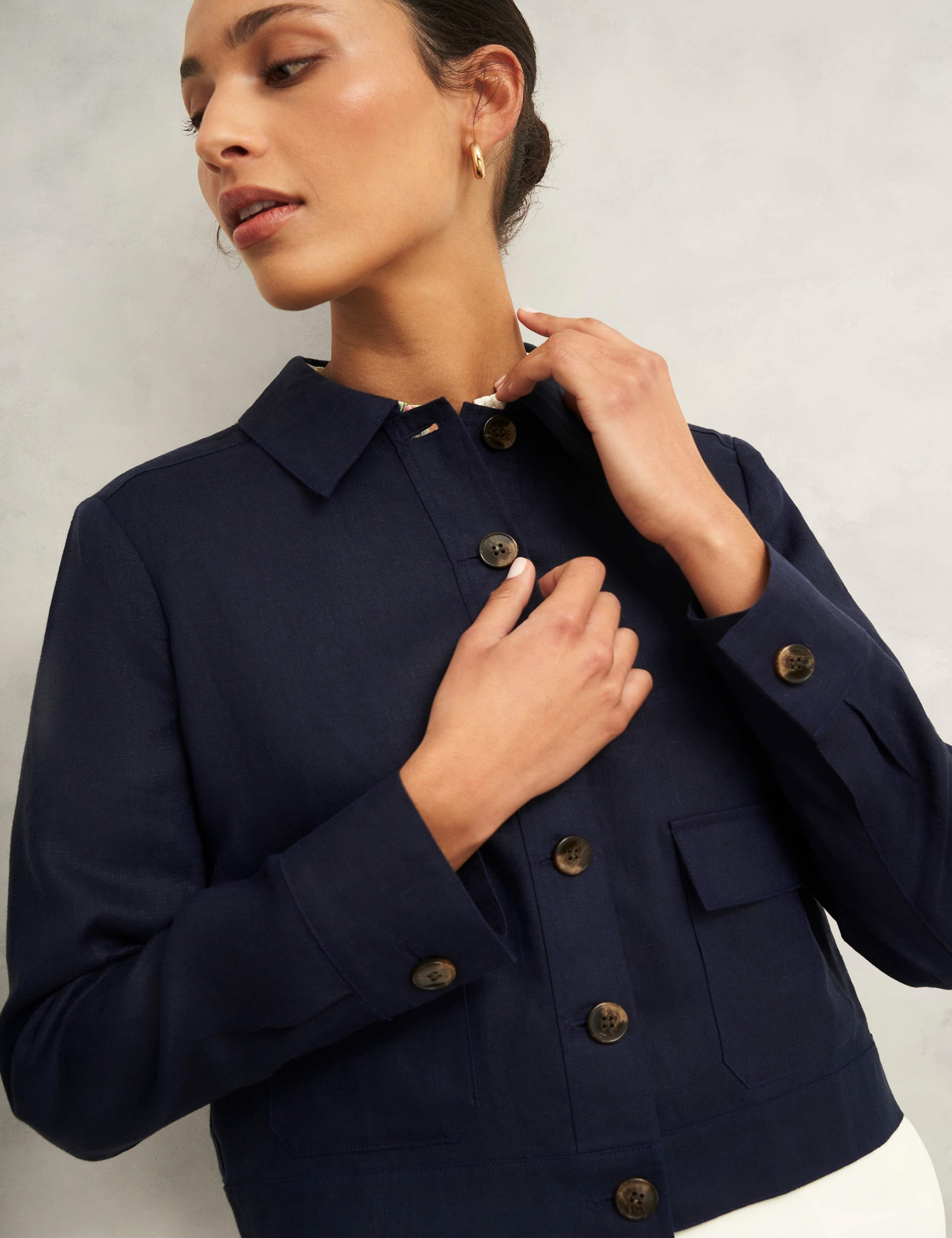 Pure Linen Lightweight Cropped Jacket 7 of 8