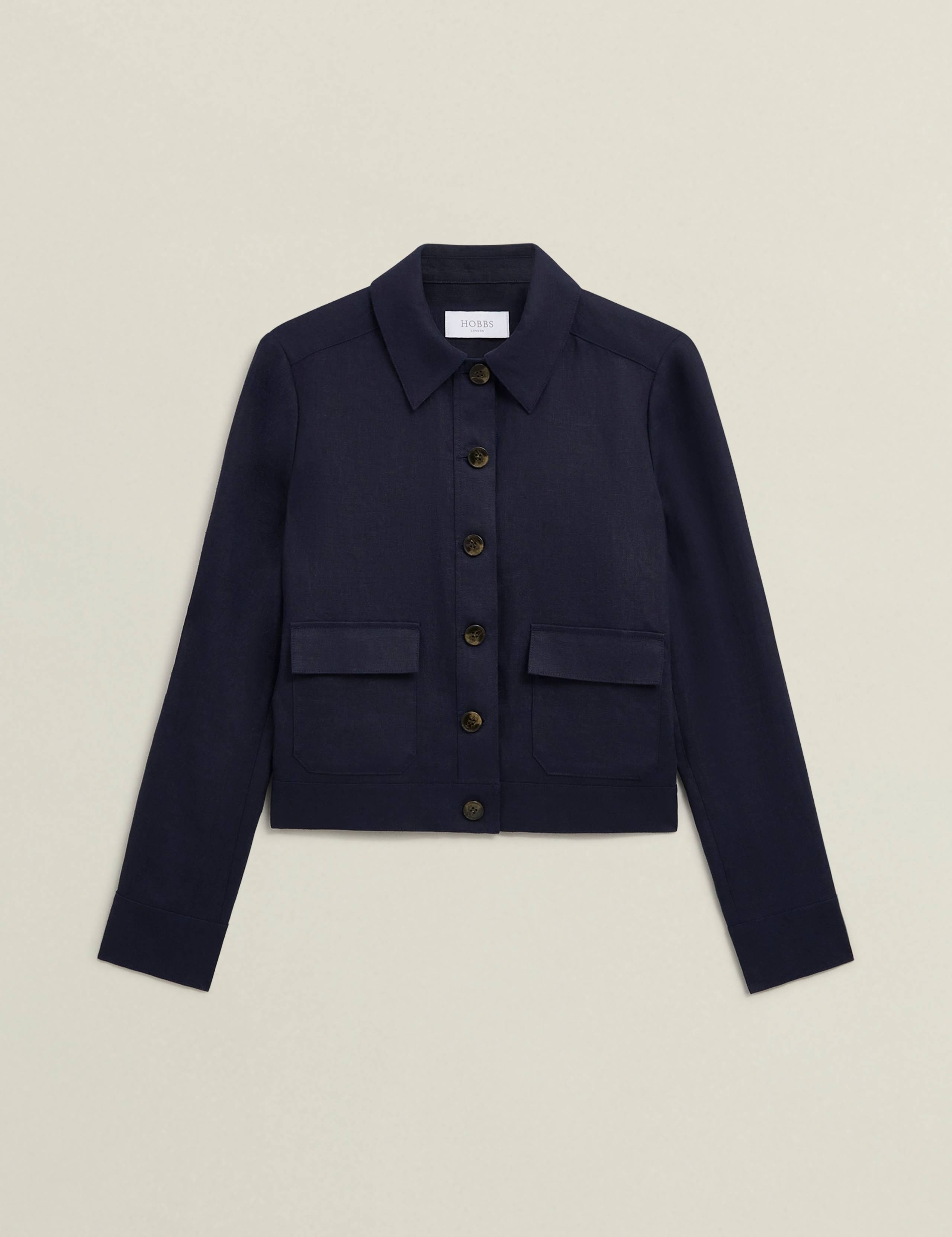Pure Linen Lightweight Cropped Jacket 2 of 8