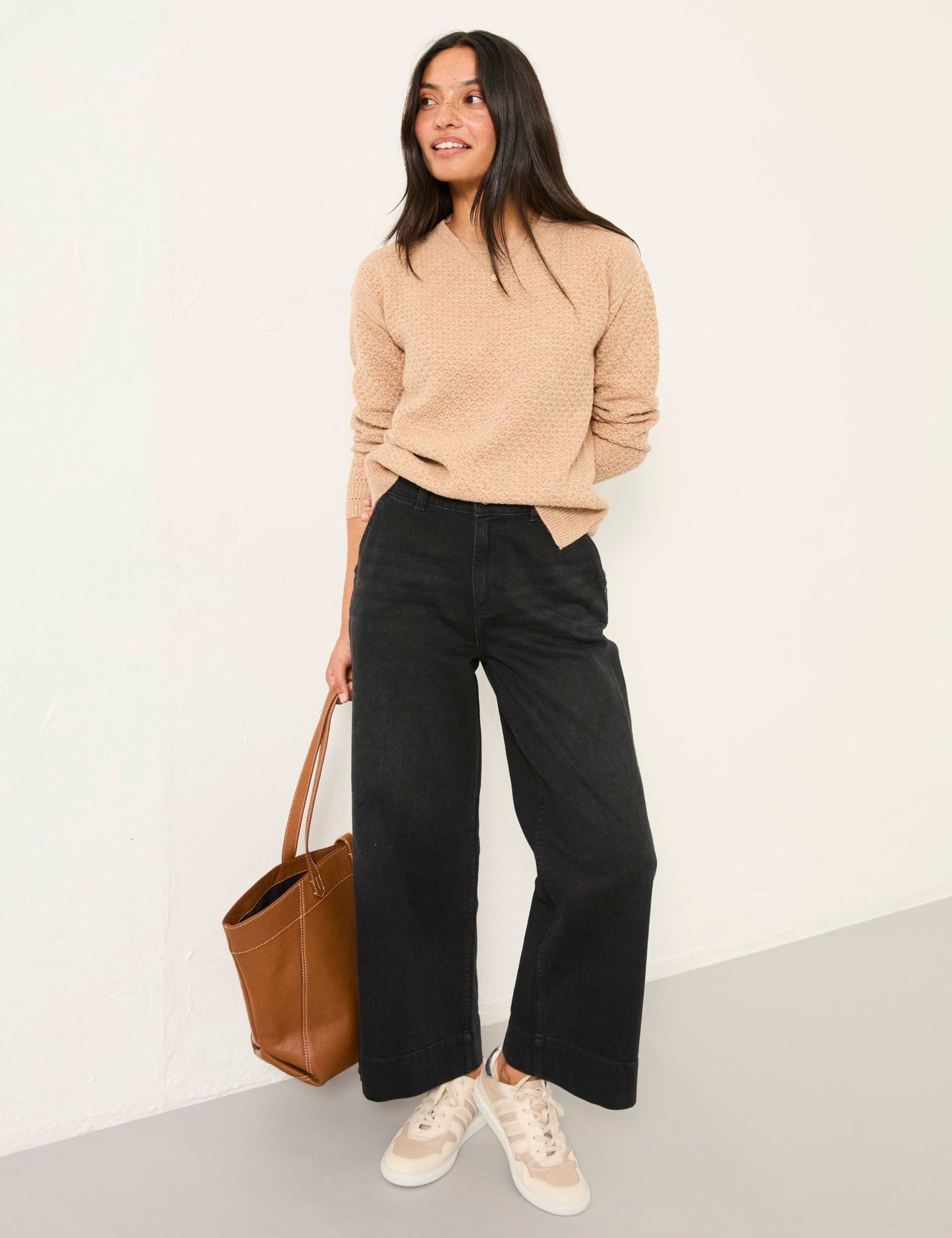 Textured Crew Neck Split Hem Jumper 1 of 6