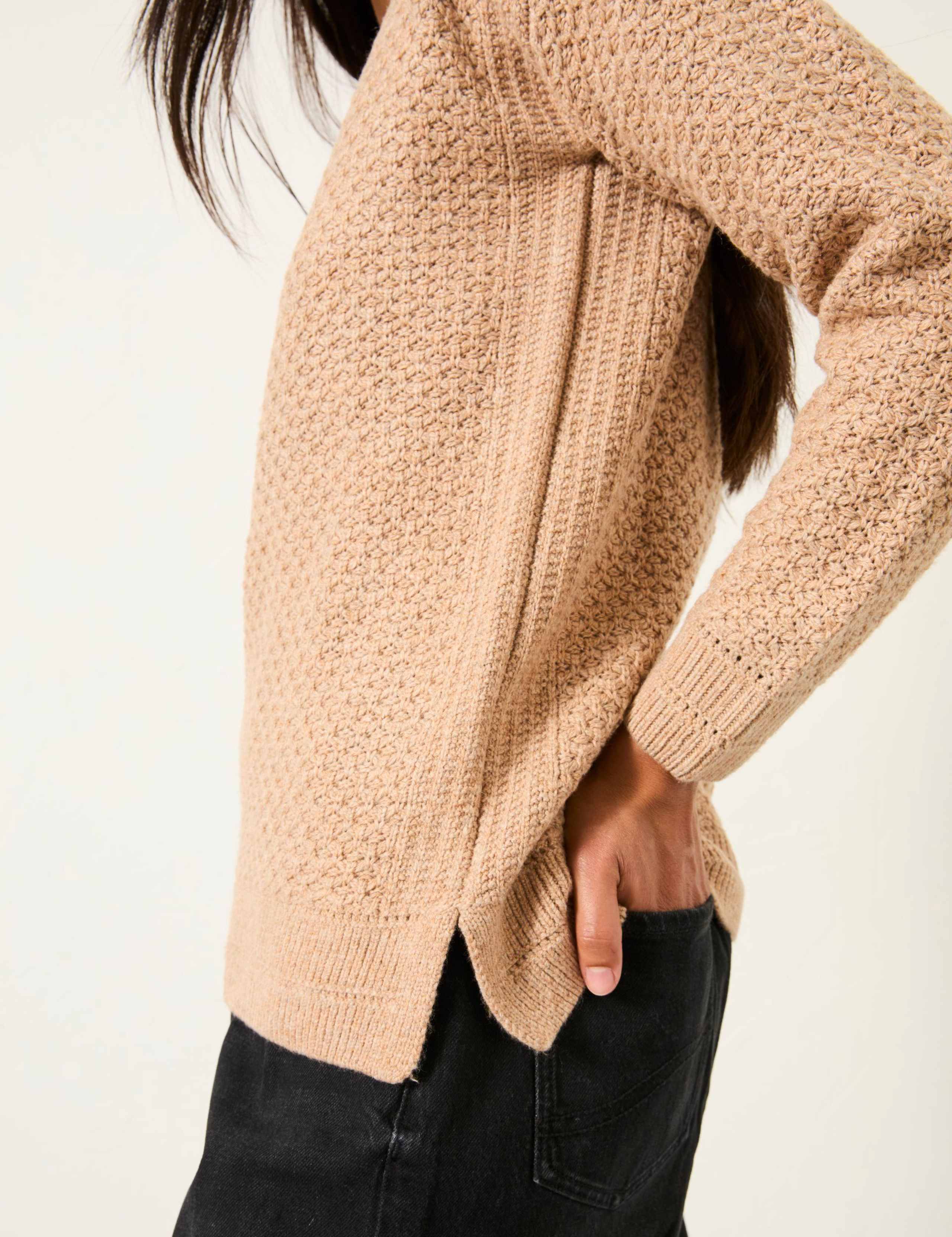 Textured Crew Neck Split Hem Jumper 4 of 6