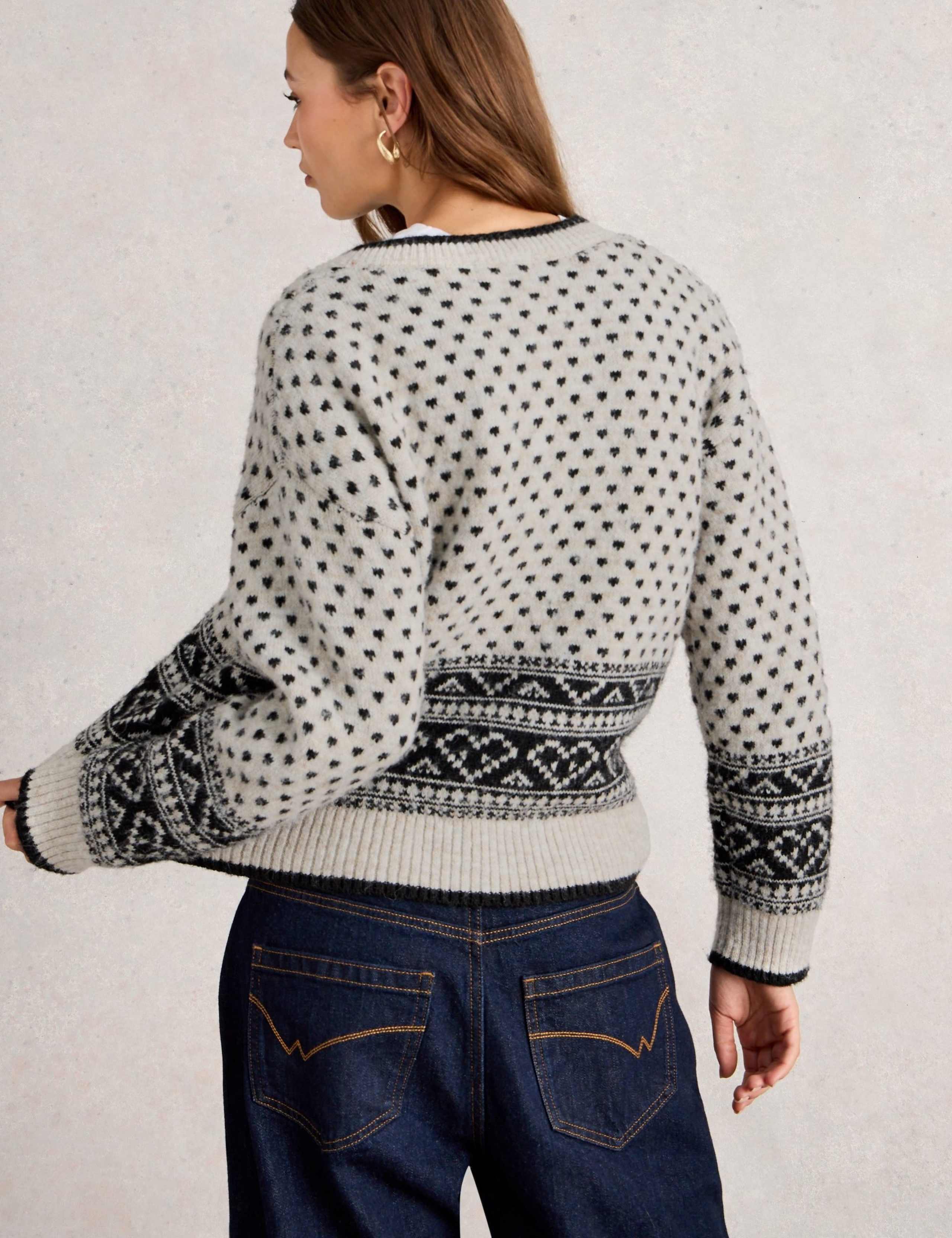Textured Crew Neck Cardigan with Wool 4 of 6