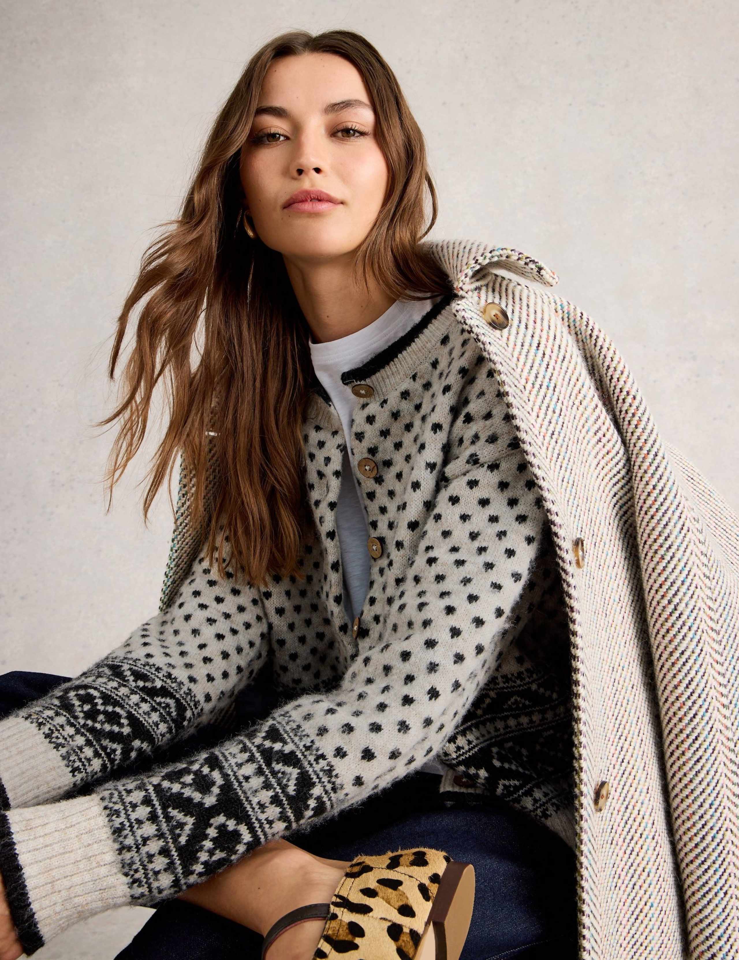 Textured Crew Neck Cardigan with Wool 5 of 6