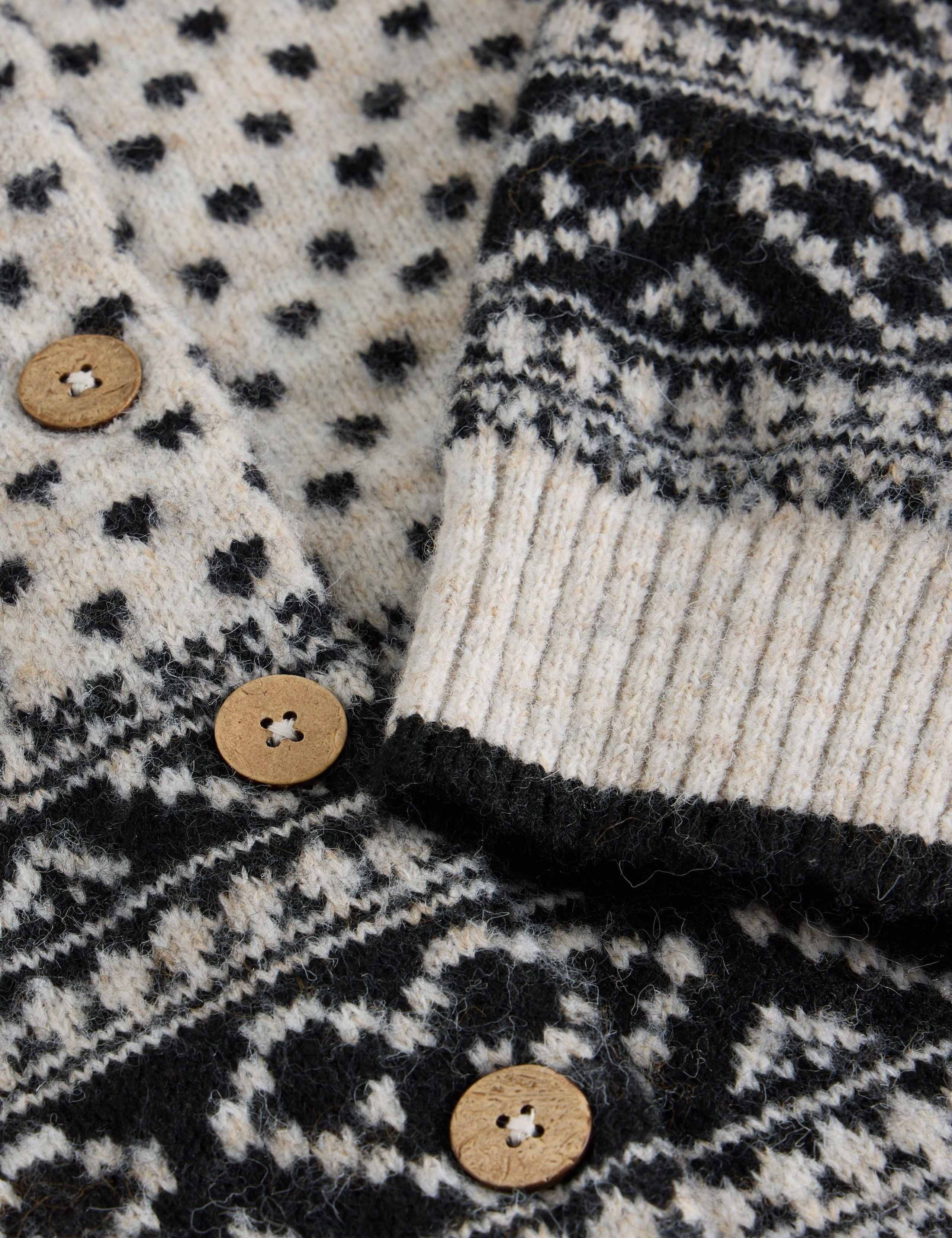 Textured Crew Neck Cardigan with Wool 6 of 6