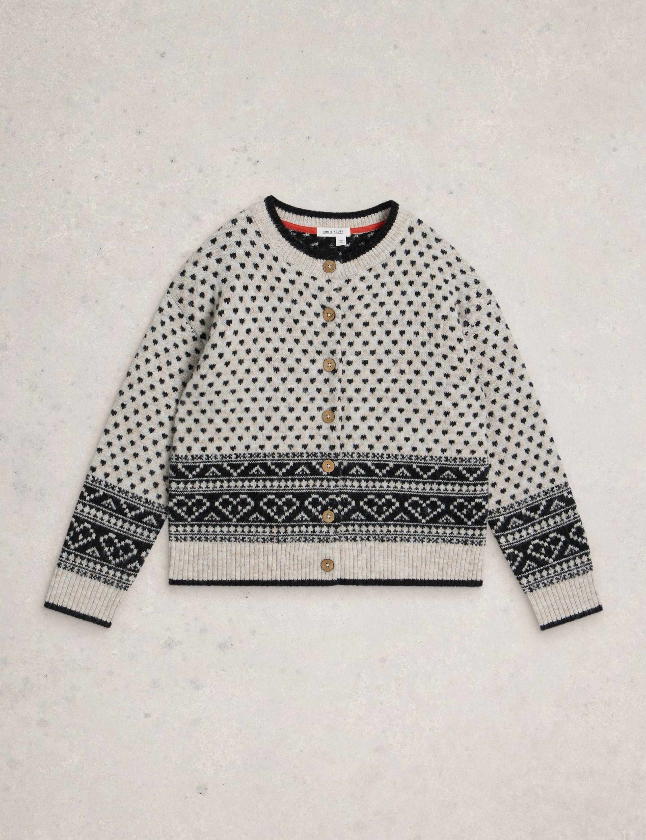 Textured Crew Neck Cardigan with Wool 2 of 6