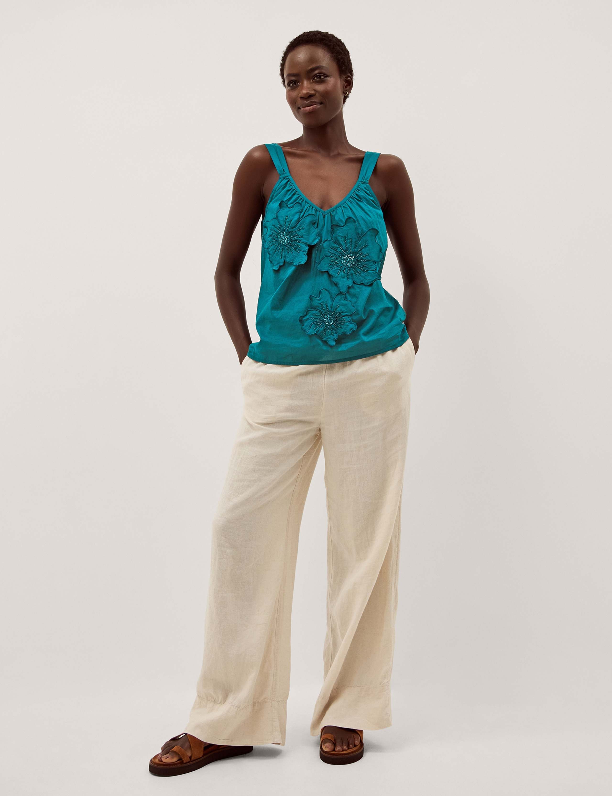 Pure Cotton Floral Embellished Cami Top 4 of 5