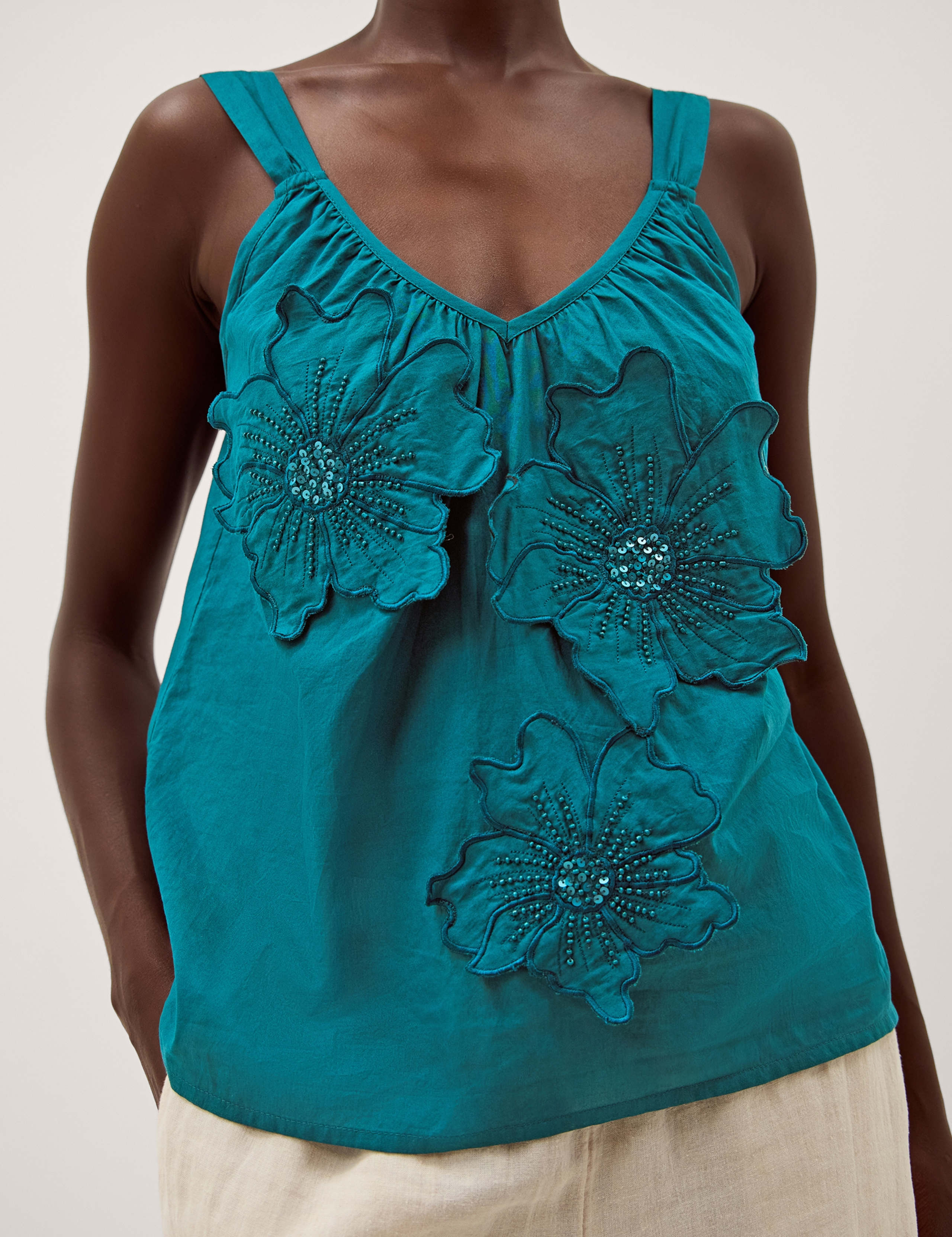 Pure Cotton Floral Embellished Cami Top 5 of 5