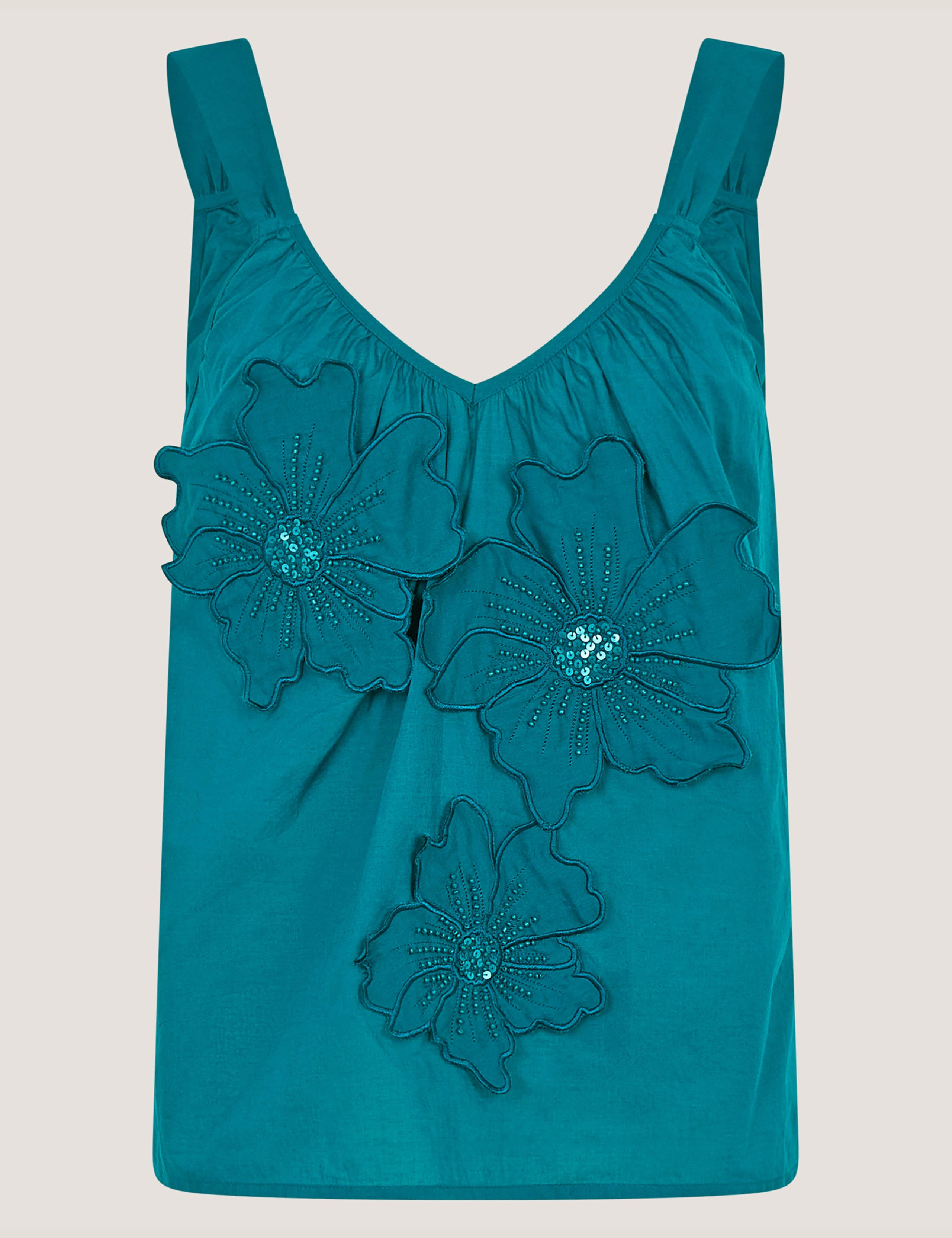 Pure Cotton Floral Embellished Cami Top 1 of 5