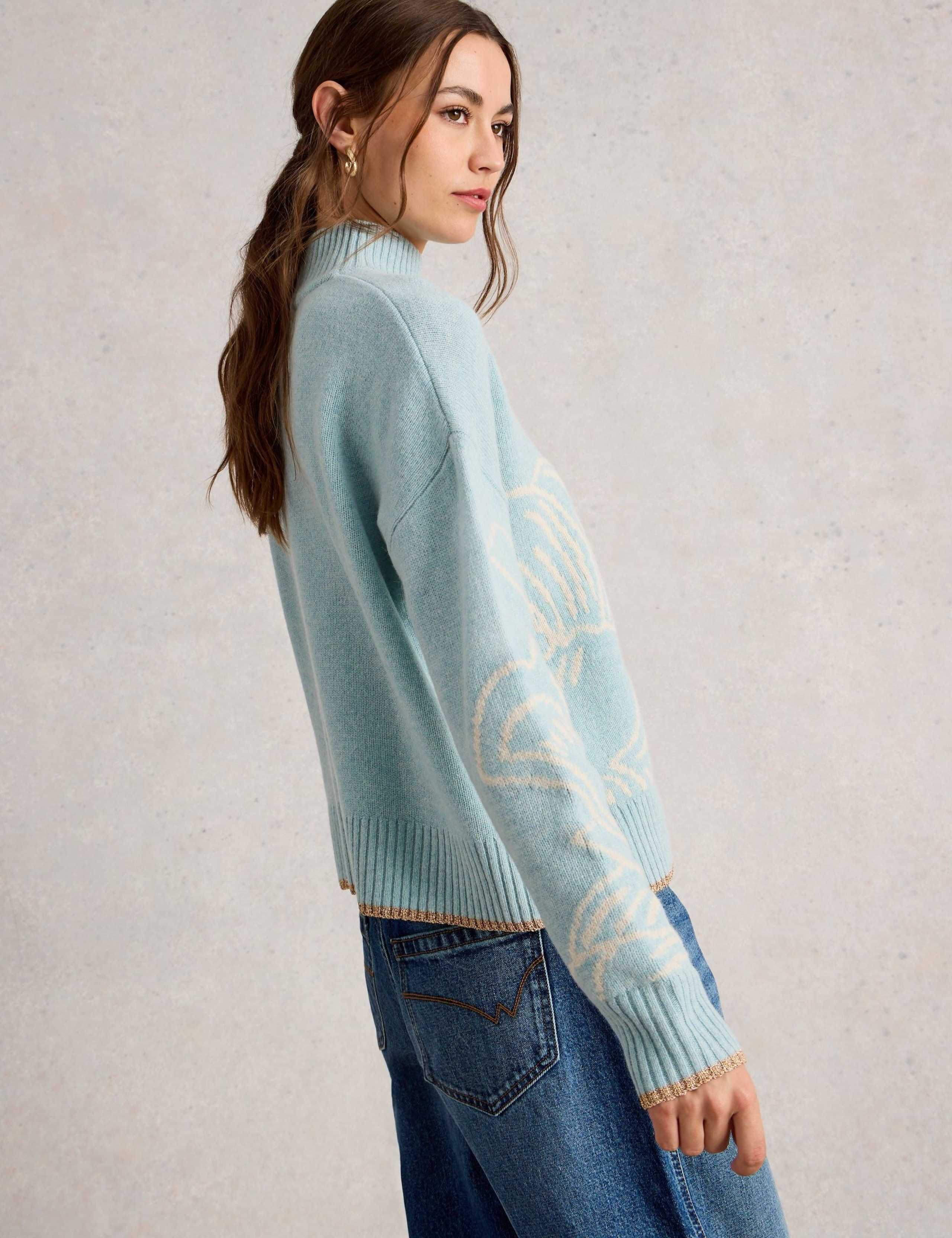 Wool Rich Floral Funnel Neck Jumper 4 of 6