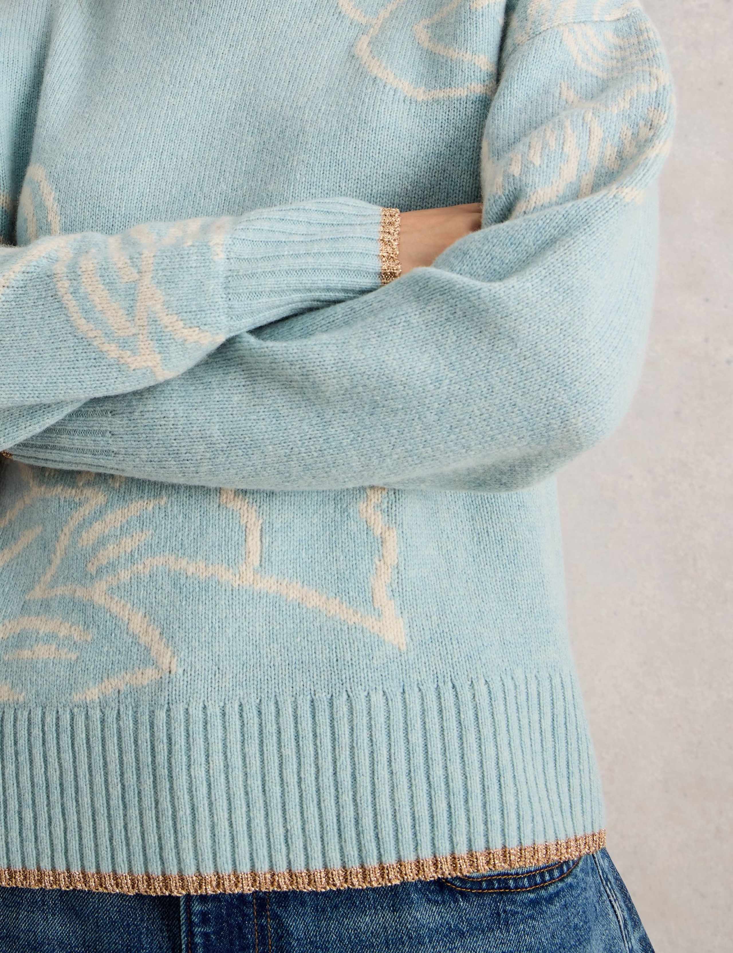 Wool Rich Floral Funnel Neck Jumper 6 of 6
