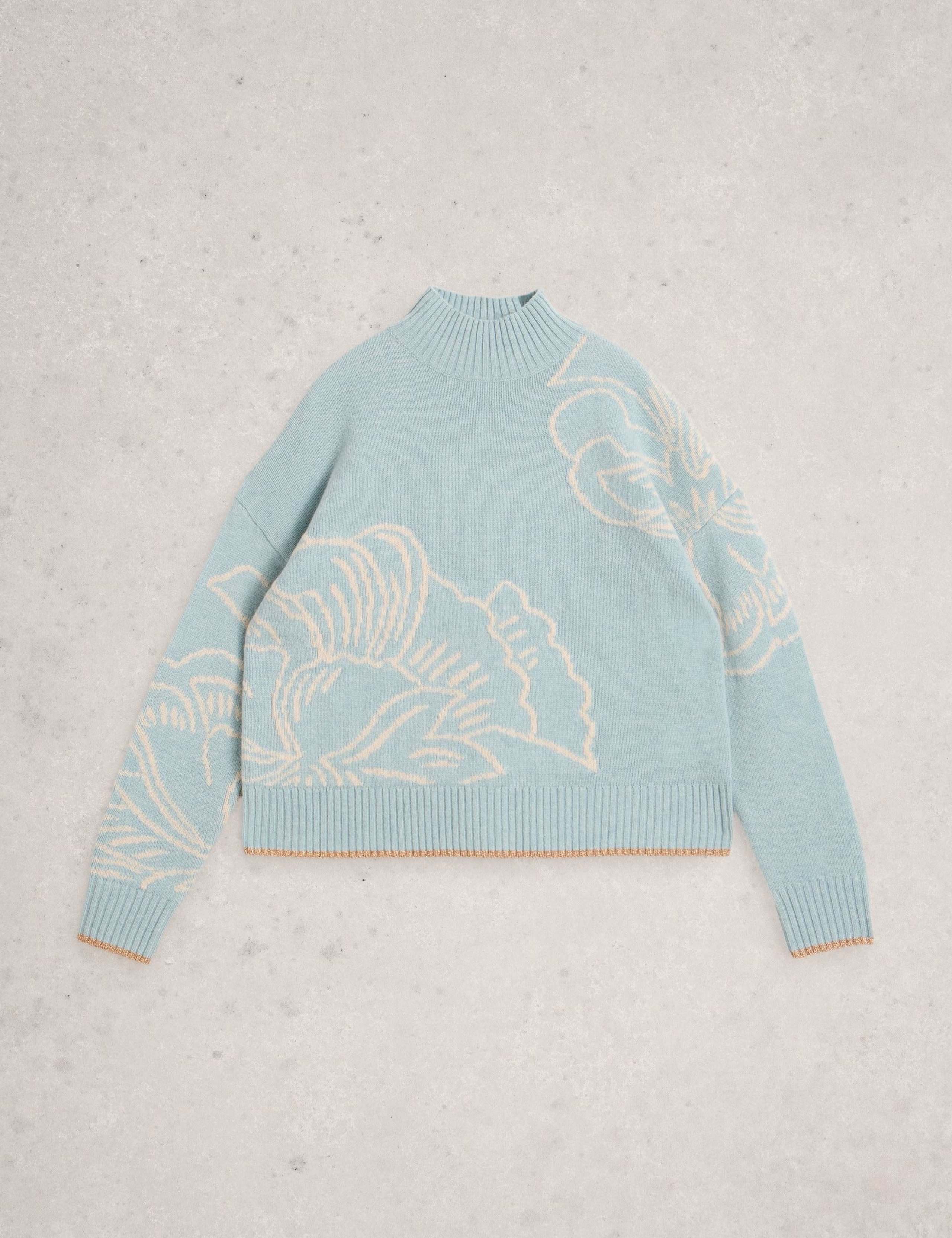 Wool Rich Floral Funnel Neck Jumper 2 of 6