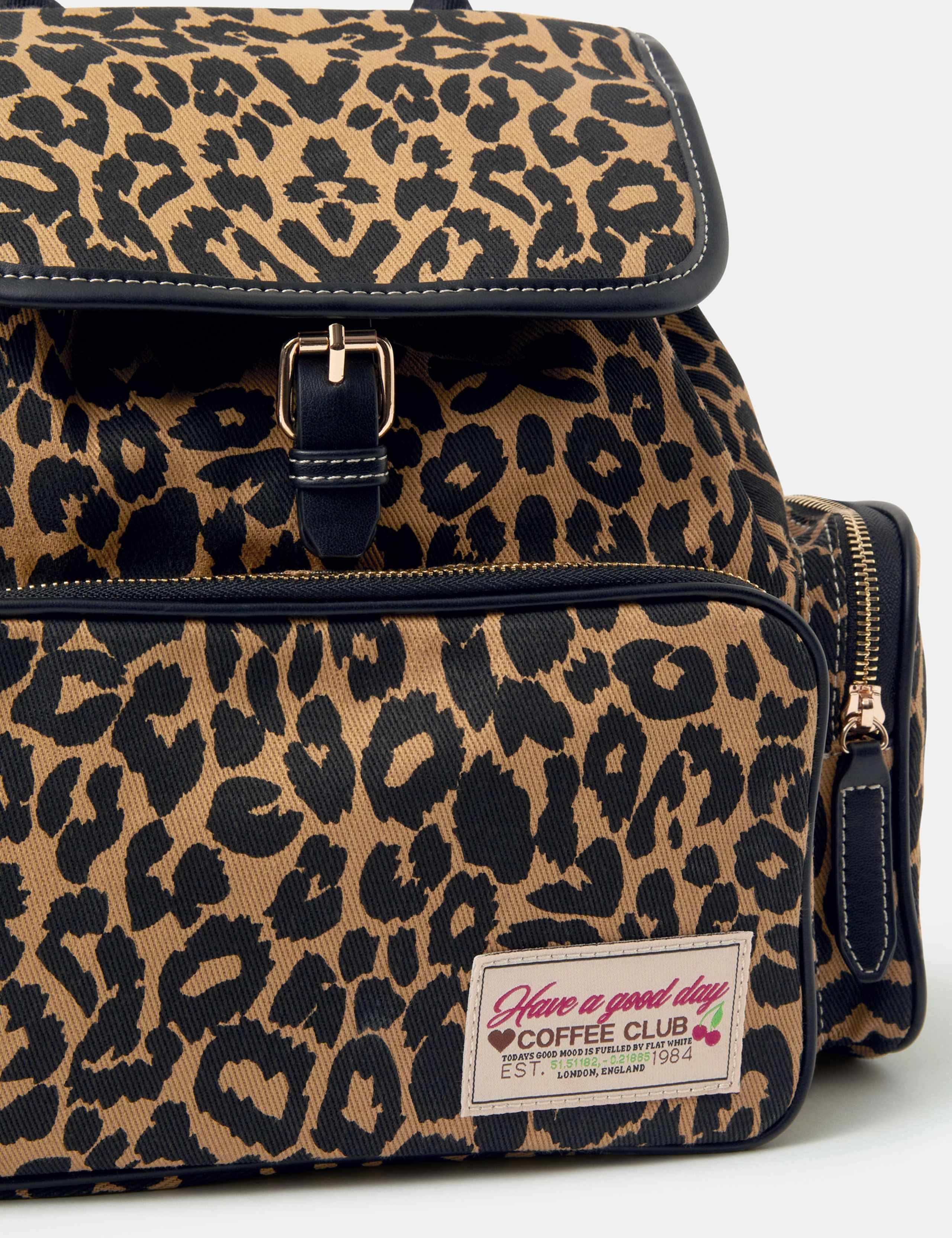 Canvas Leopard Print Backpack 4 of 5