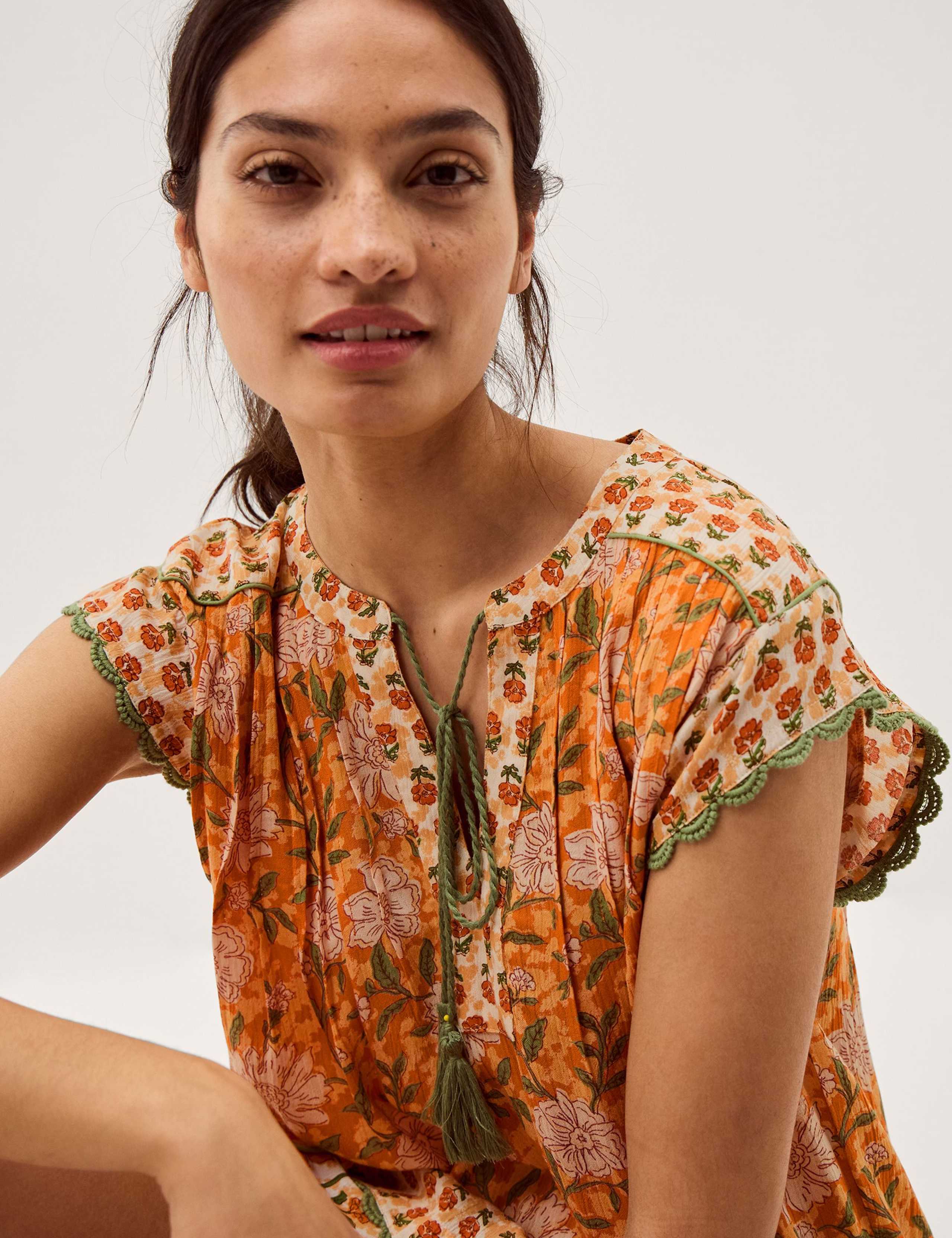 Floral V-Neck Tassel Top 5 of 5