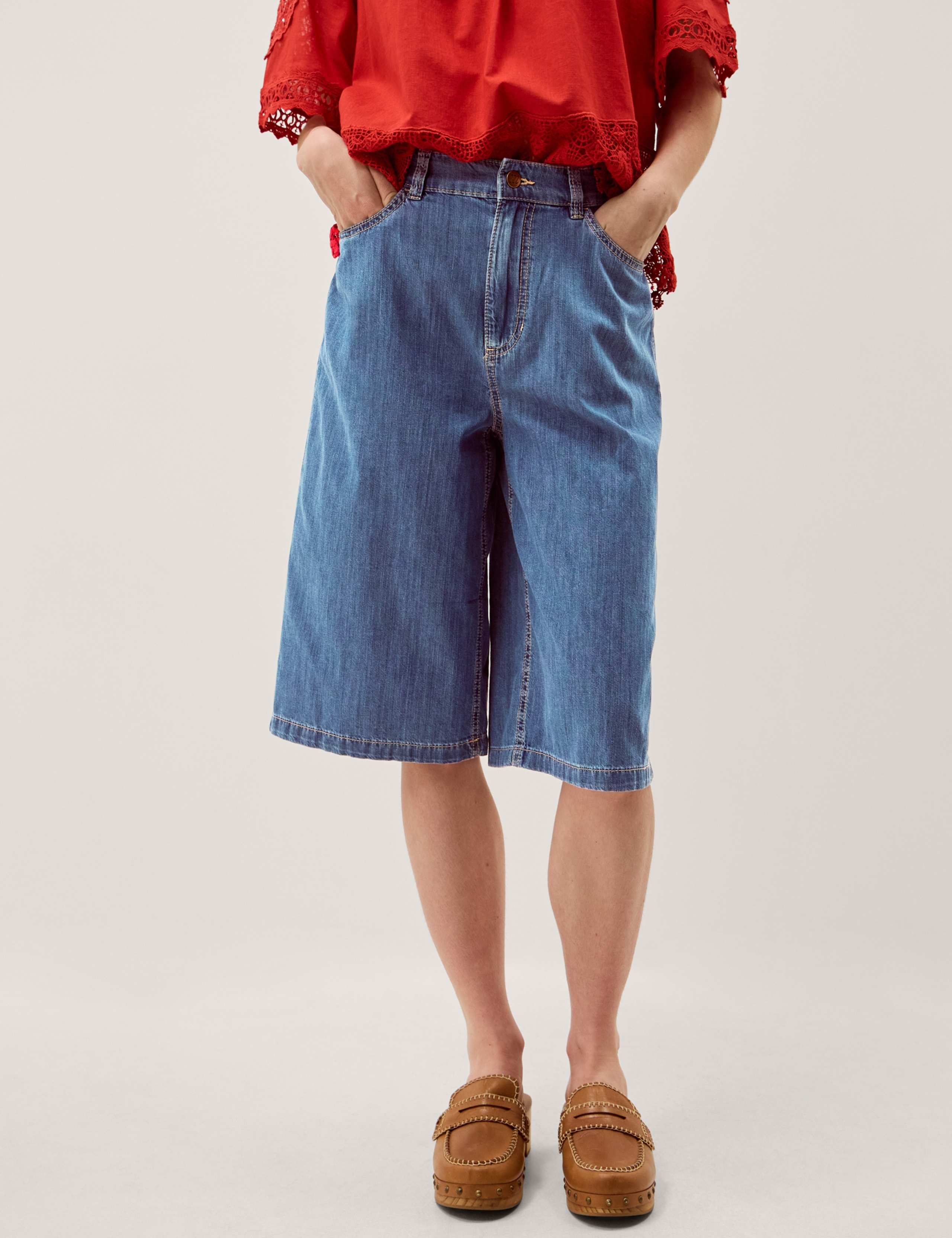 Denim Knee Length Shorts 1 of 5