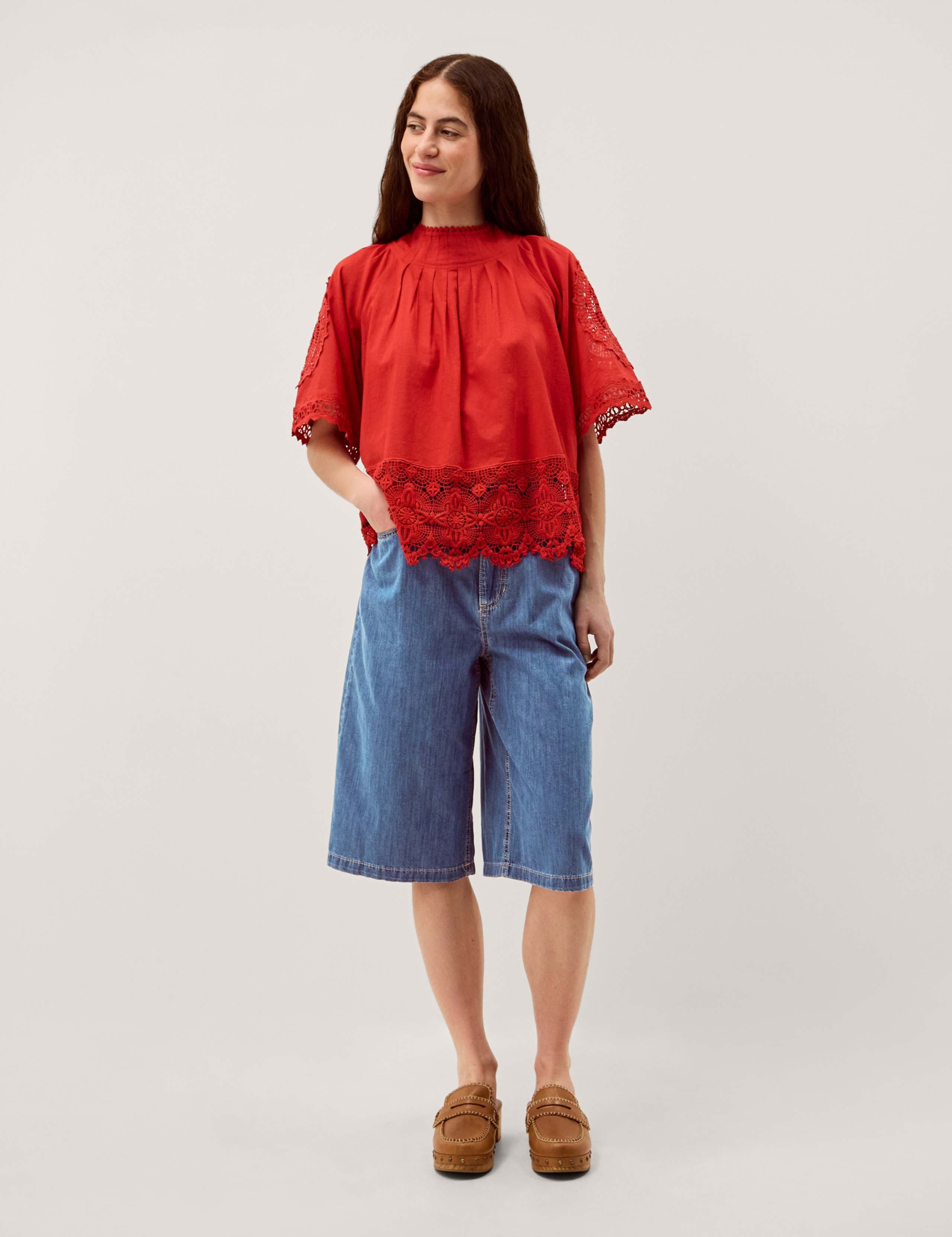 Denim Knee Length Shorts 3 of 5