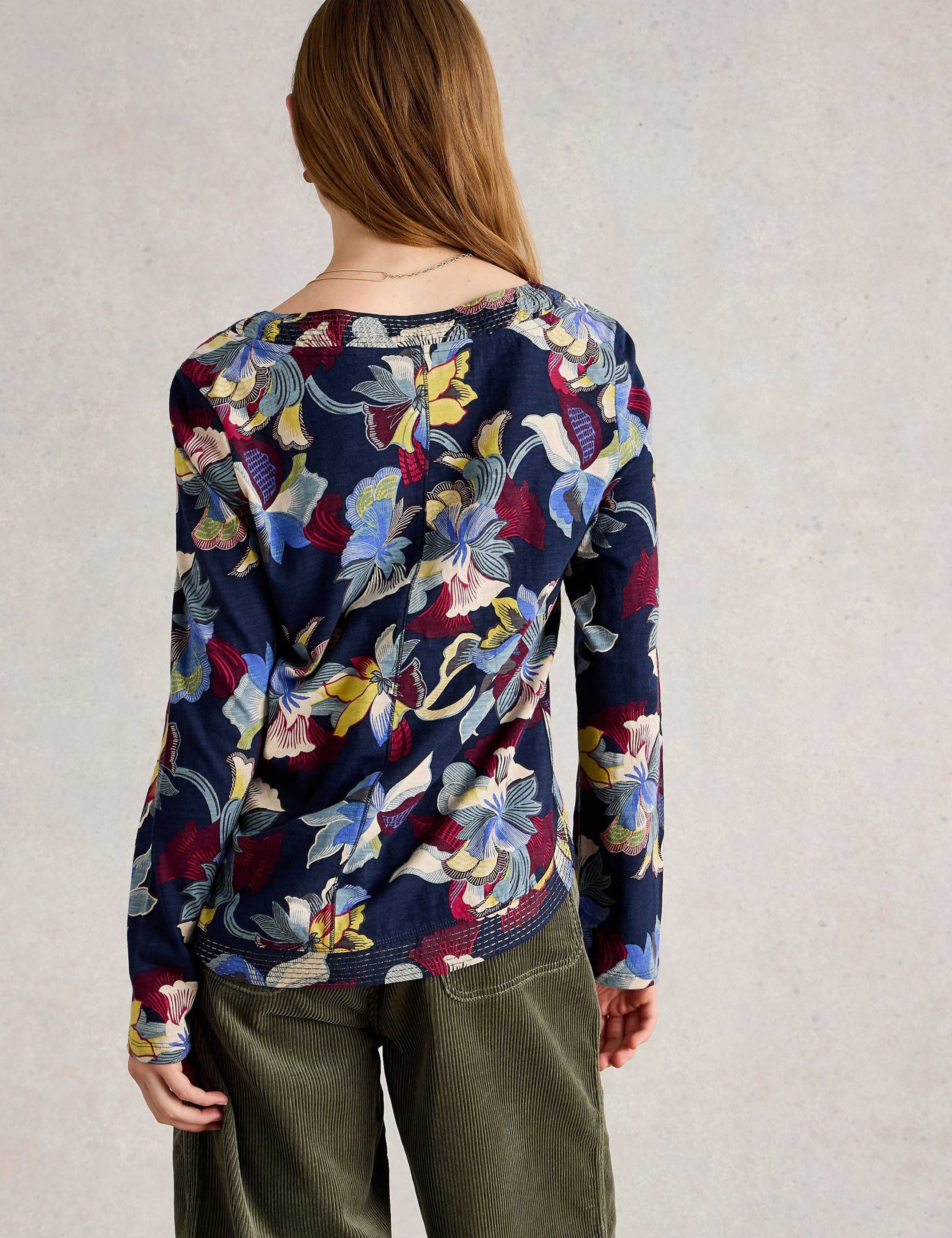 Pure Cotton Floral Crew Neck Top 4 of 6