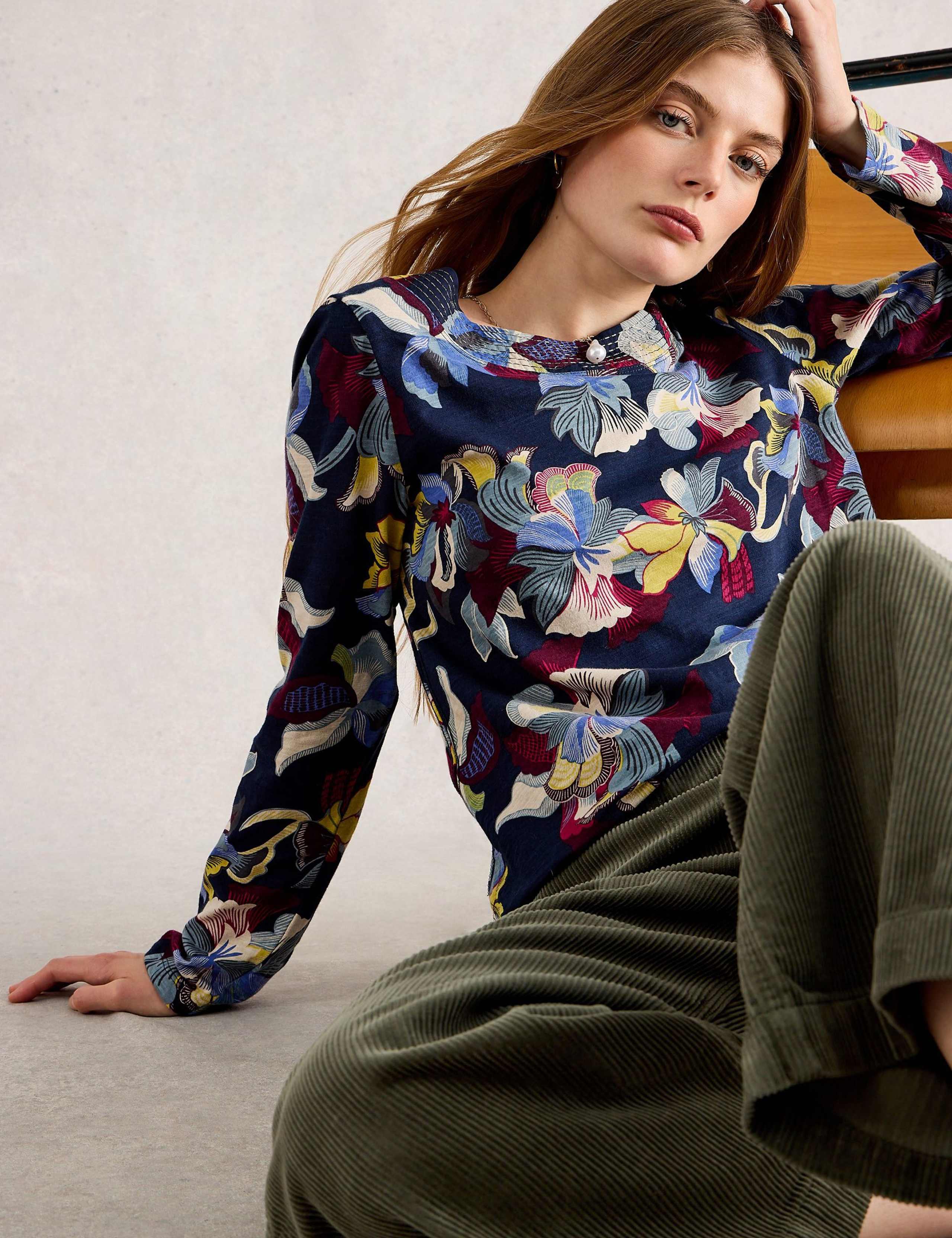 Pure Cotton Floral Crew Neck Top 6 of 6