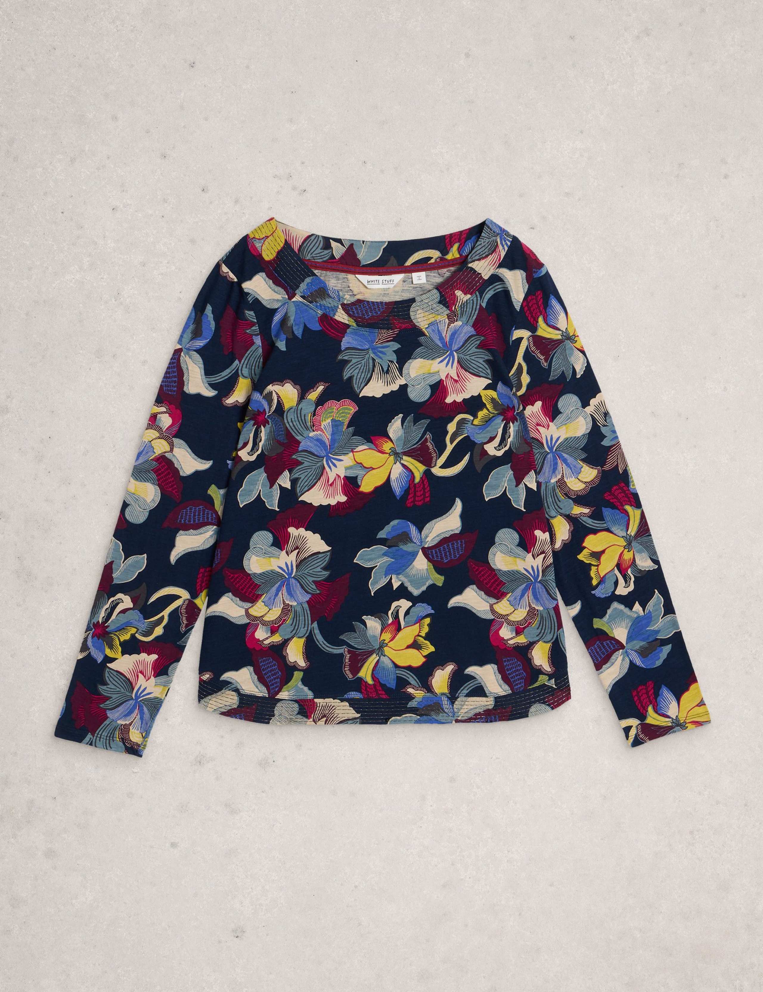 Pure Cotton Floral Crew Neck Top 2 of 6