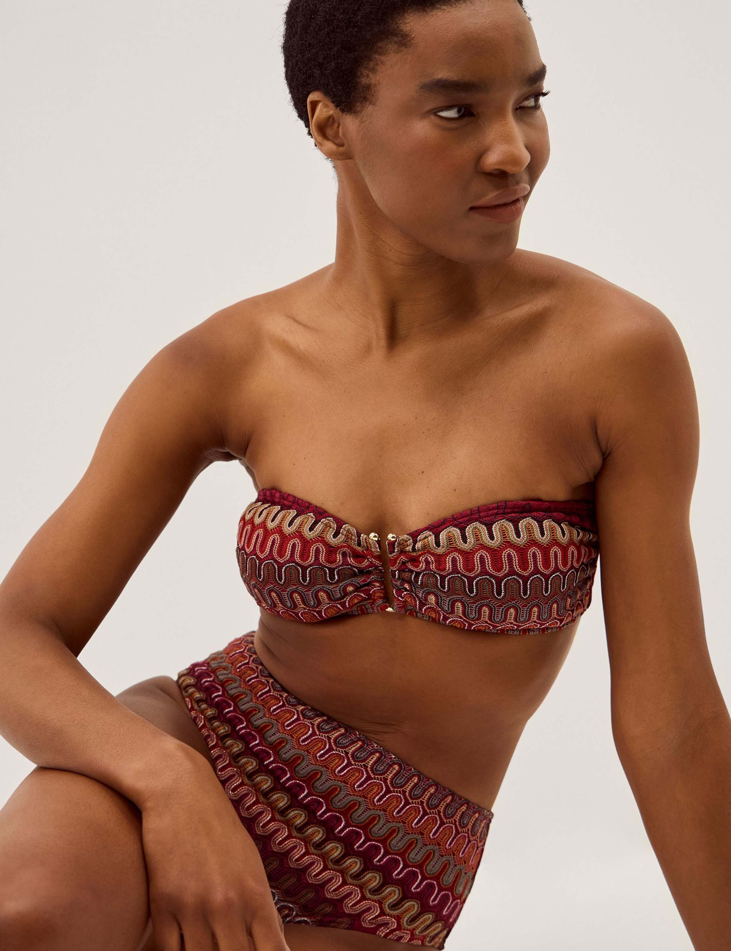 Zaria Printed Ring Detail Bikini Top 2 of 2