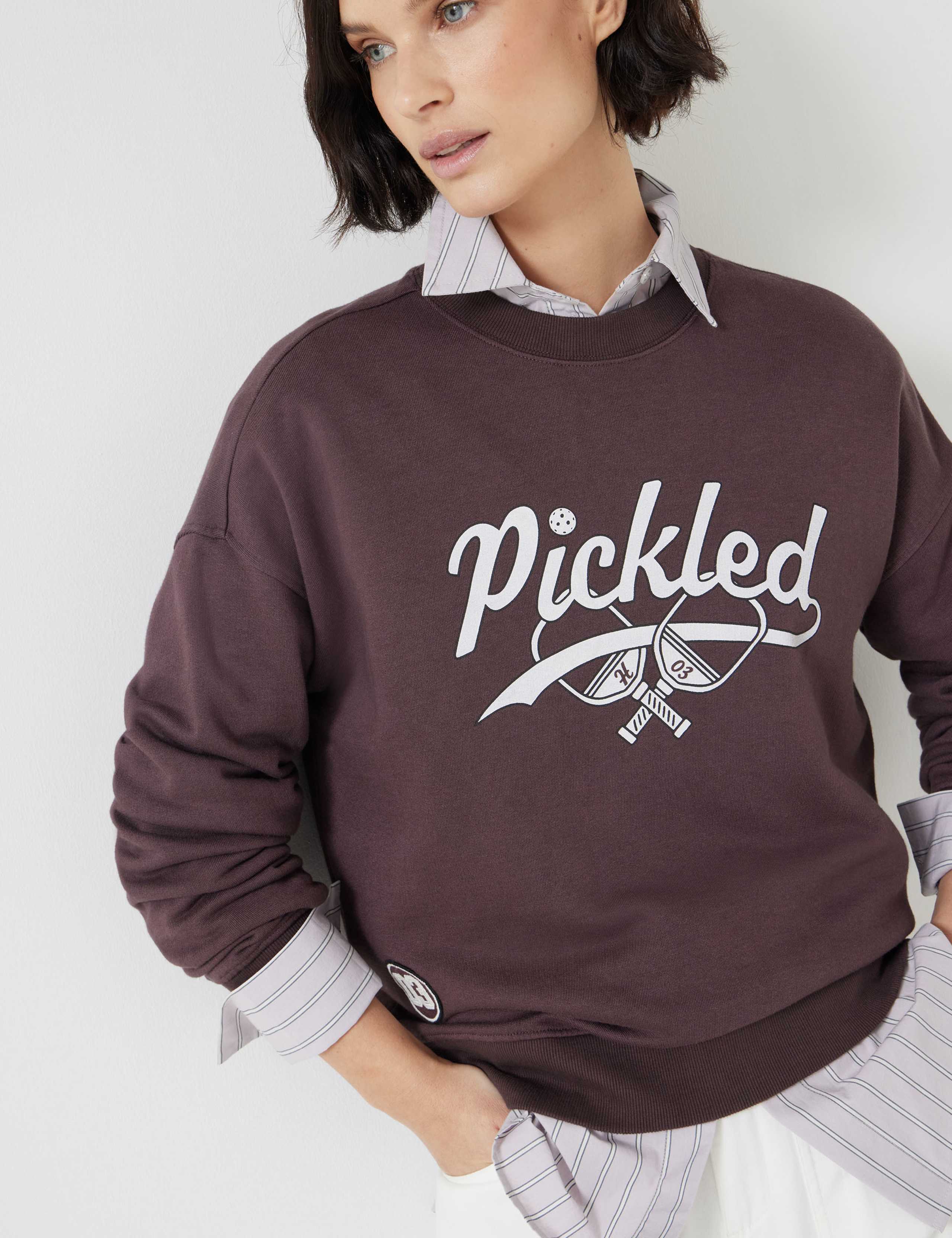 Pure Cotton Crew Neck Slogan Sweatshirt 4 of 6