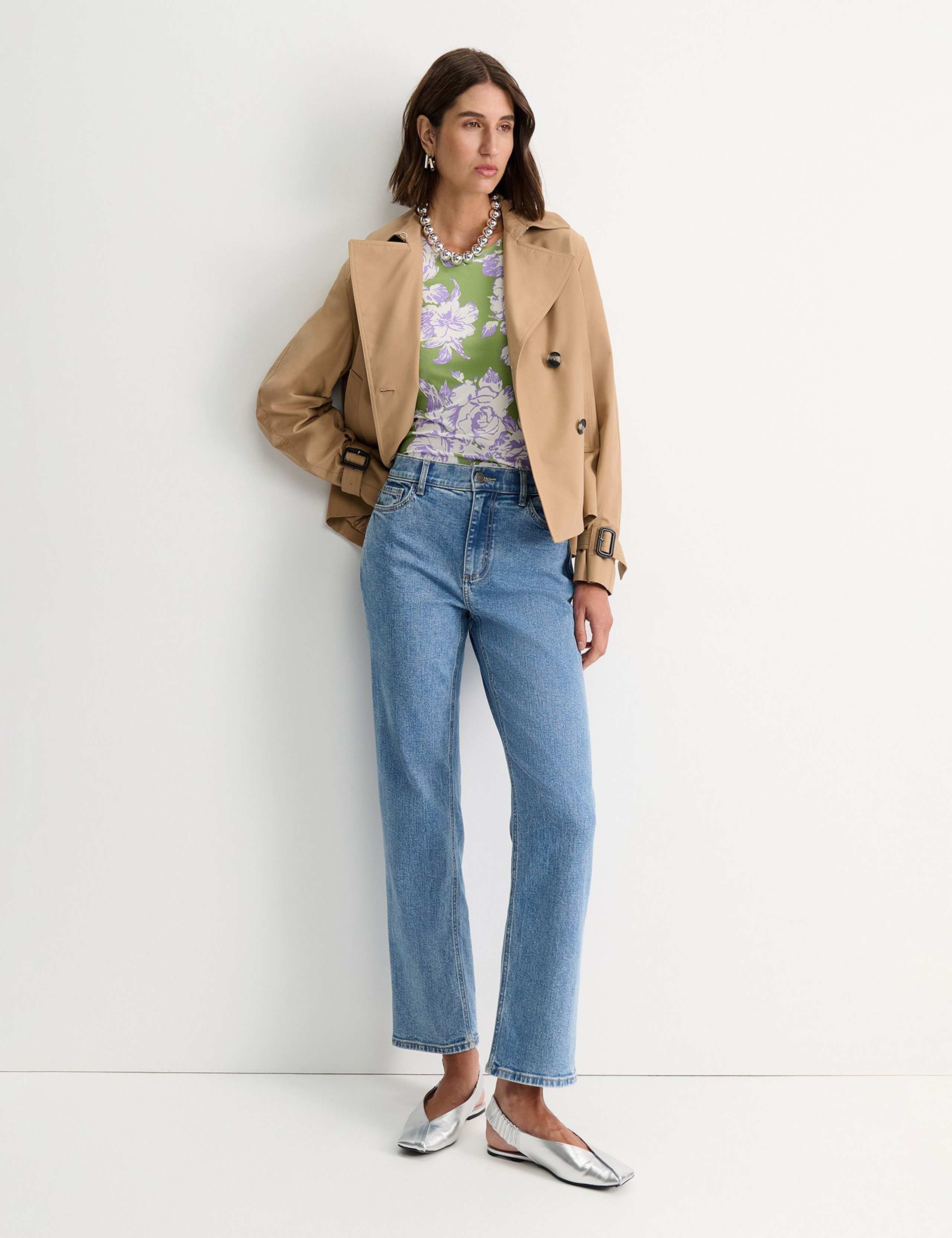 Jersey Floral Round Neck Top 2 of 5