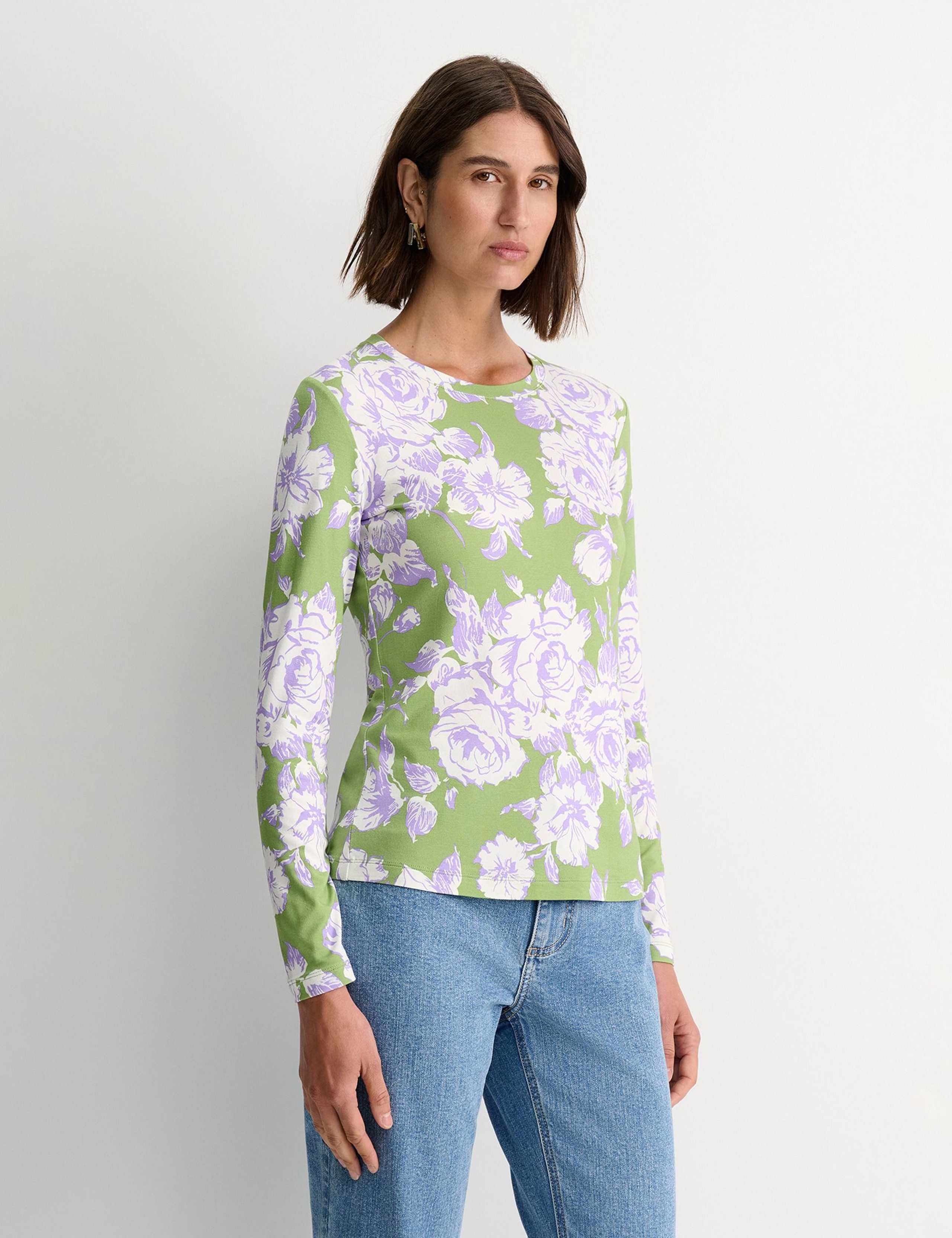 Jersey Floral Round Neck Top 3 of 5