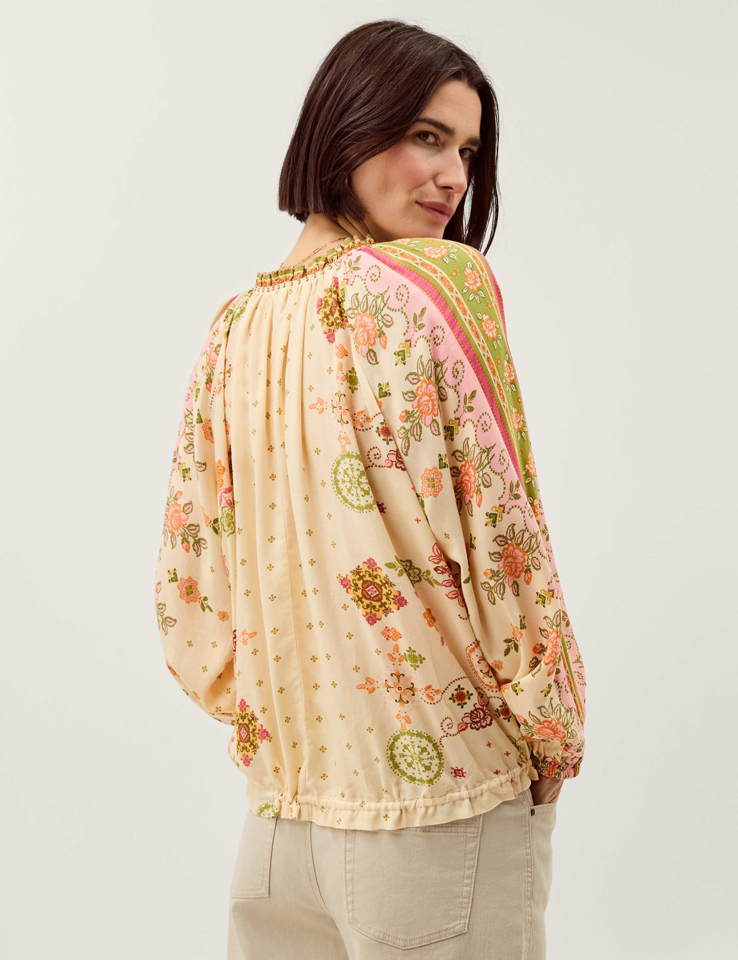 Floral Notch Neck Blouson Sleeve Blouse 3 of 4