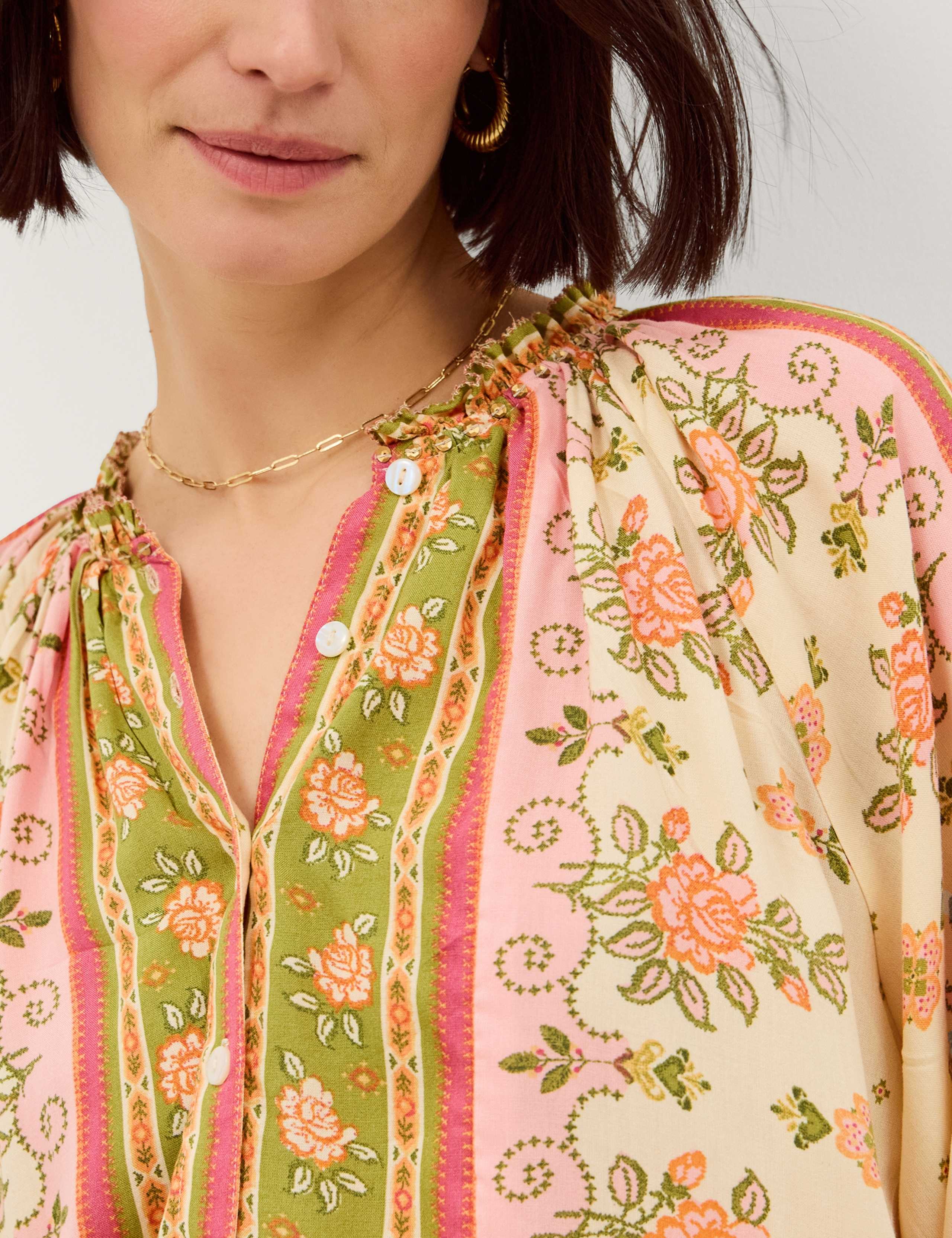 Floral Notch Neck Blouson Sleeve Blouse 4 of 4