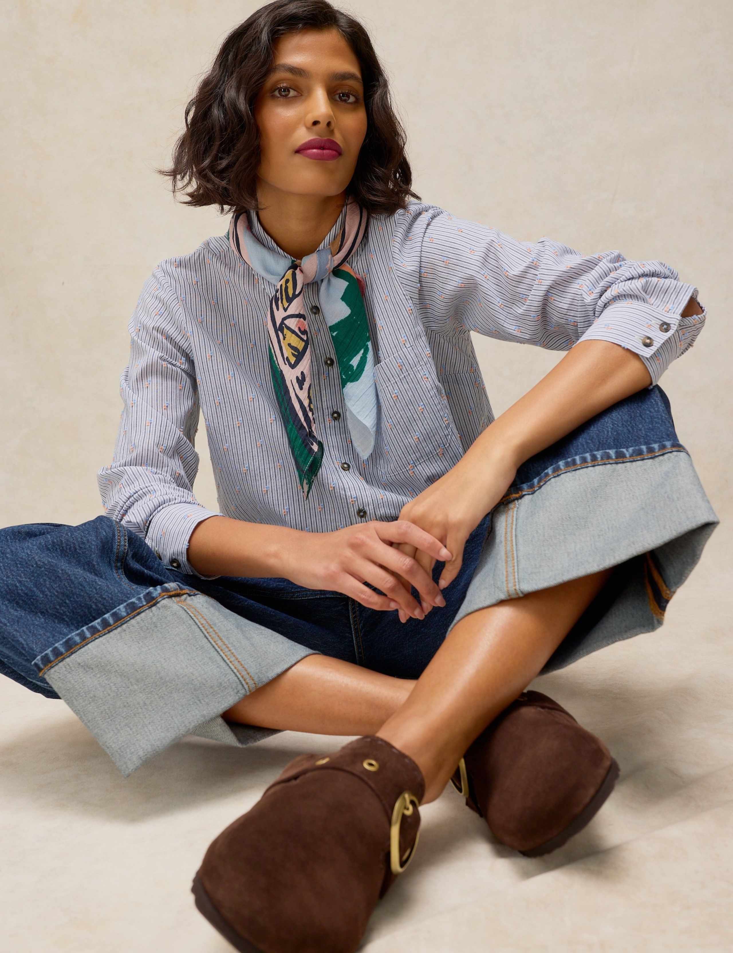 Pure Cotton Striped Embroidered Shirt 4 of 6