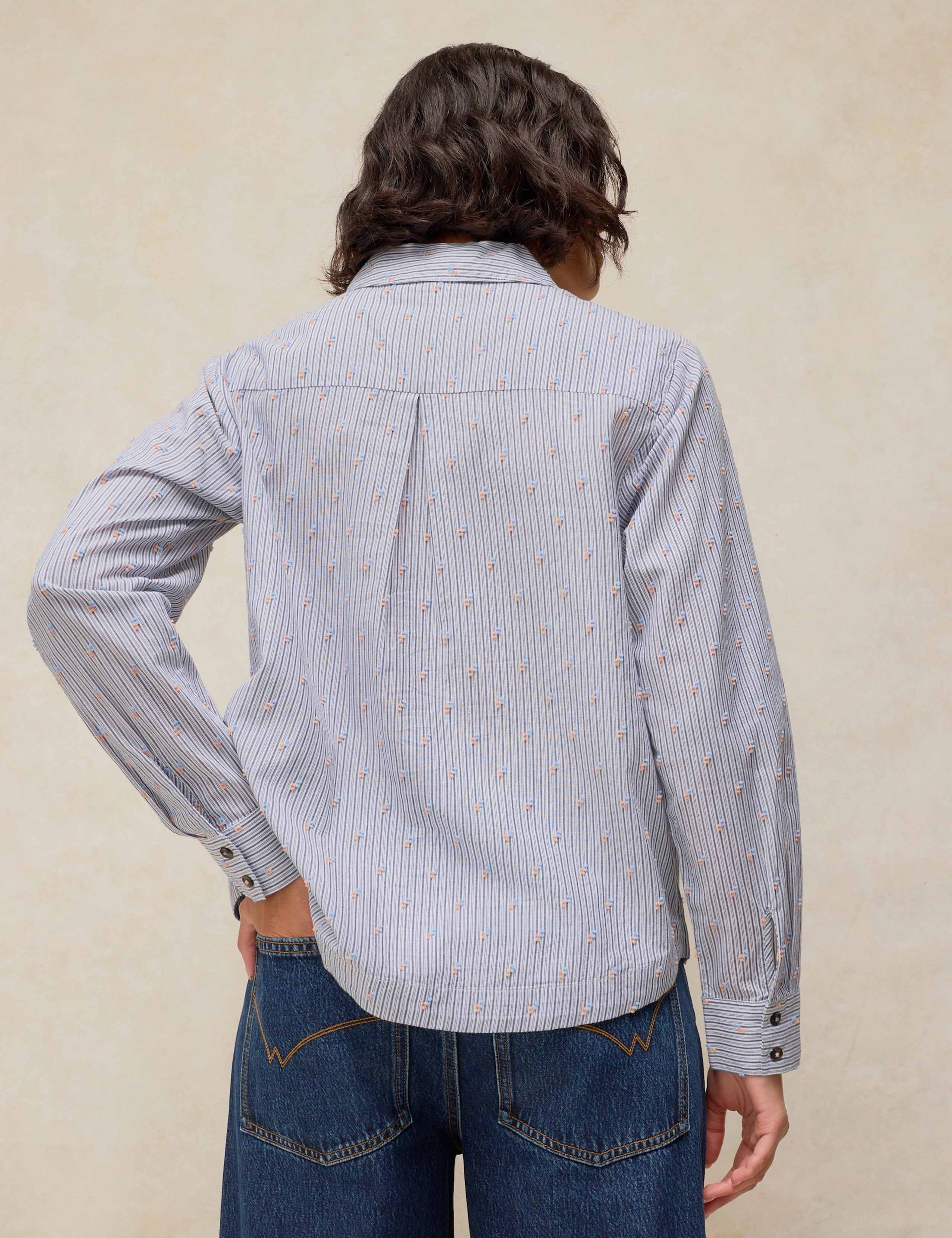 Pure Cotton Striped Embroidered Shirt 5 of 6