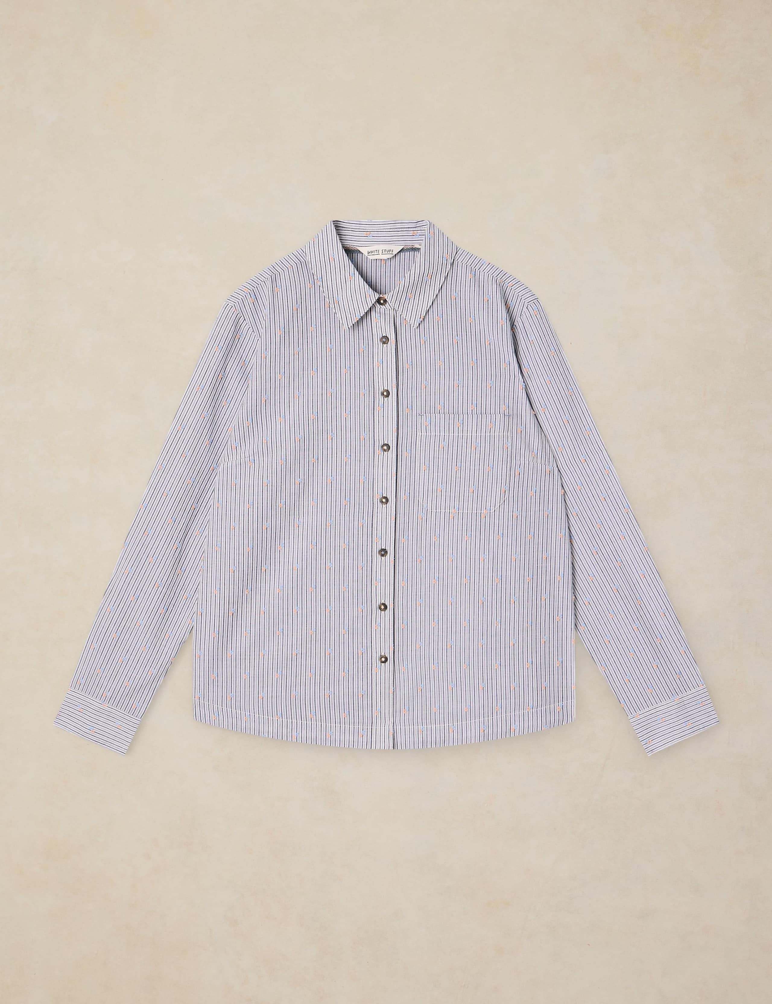 Pure Cotton Striped Embroidered Shirt 2 of 6
