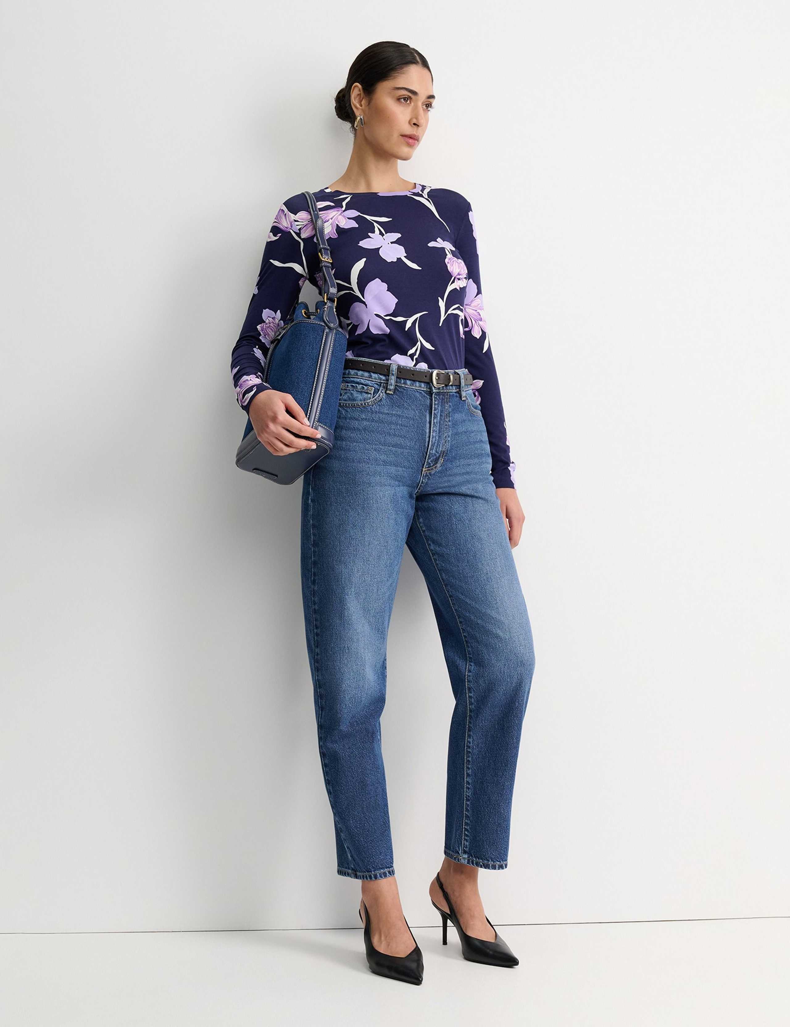 Jersey Floral Round Neck Top 2 of 4