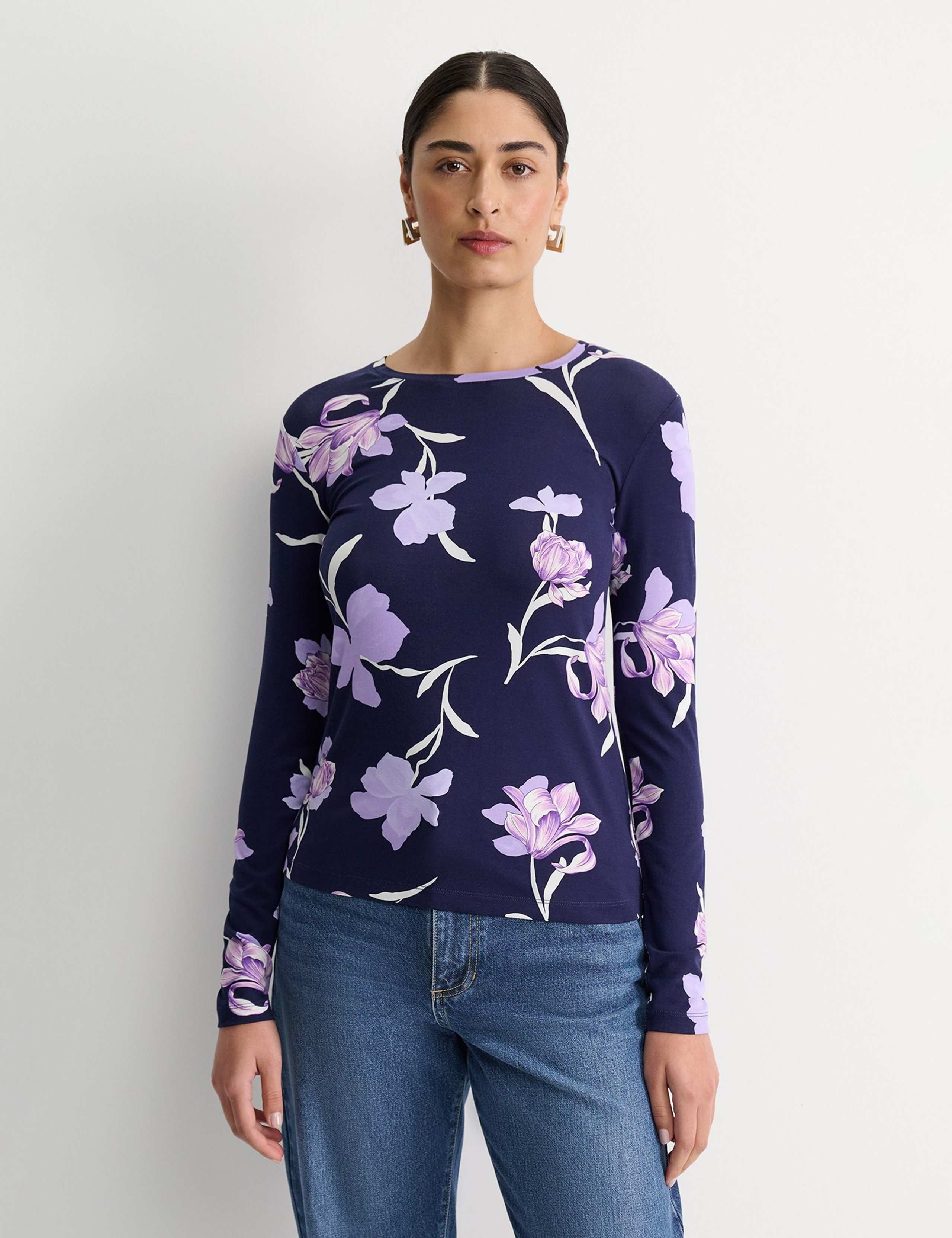 Jersey Floral Round Neck Top 3 of 4