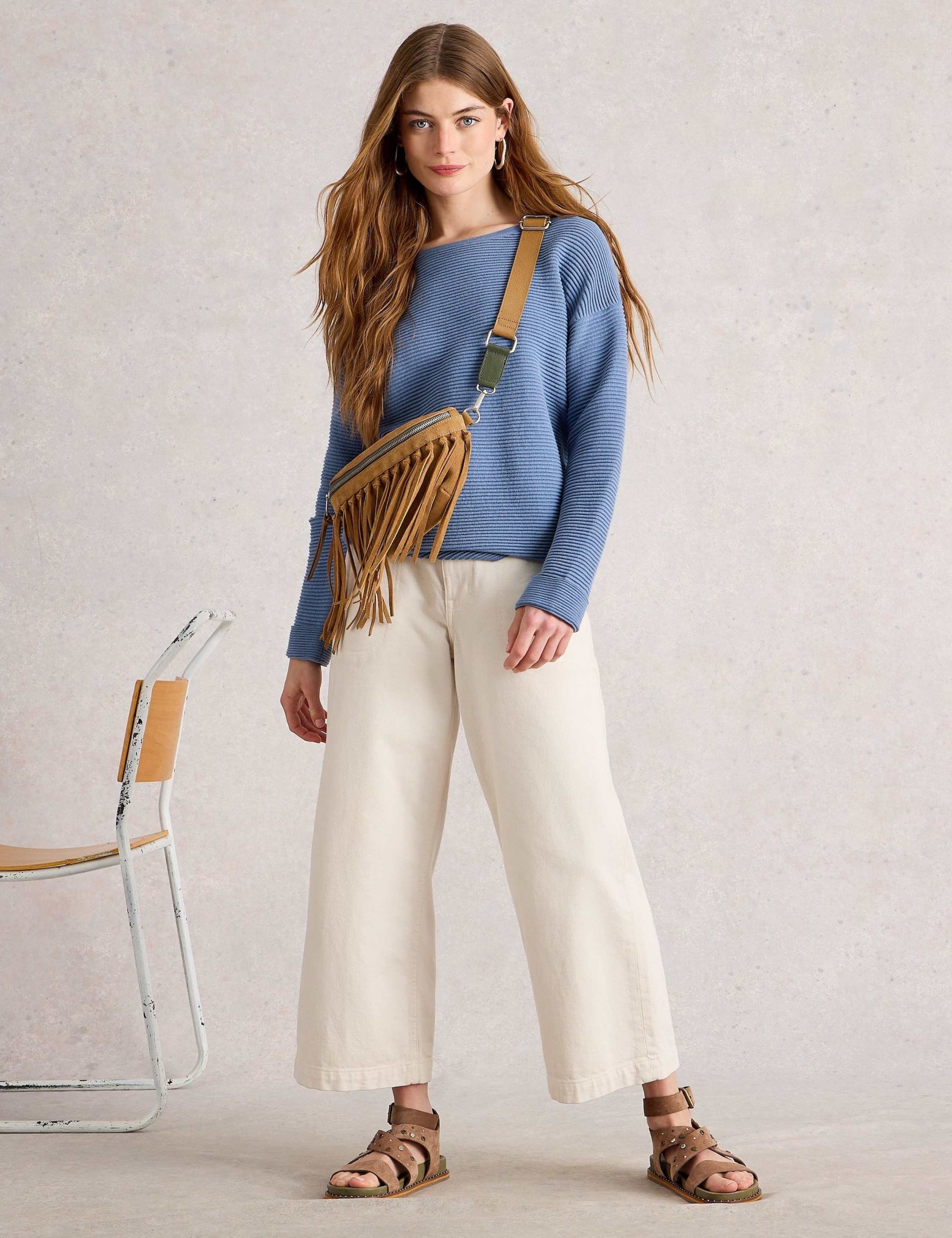 Pure Cotton Ottoman Ribbed Crew Neck Jumper 3 of 6