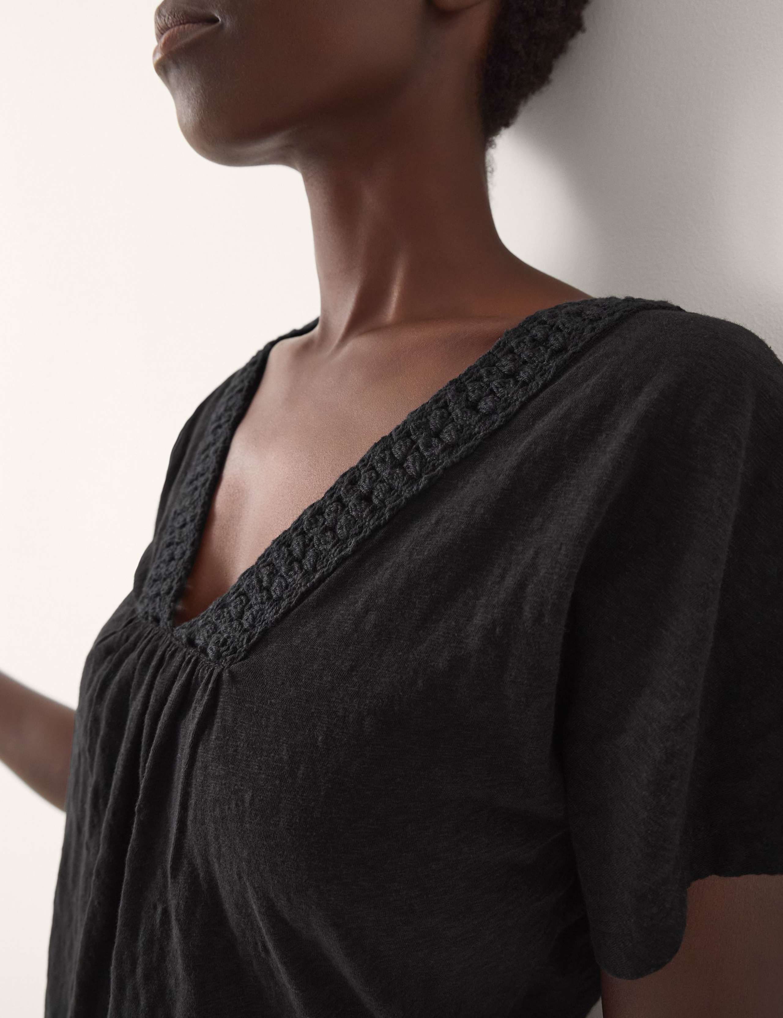 Pure Cotton Embroidered Trim T-Shirt 4 of 4